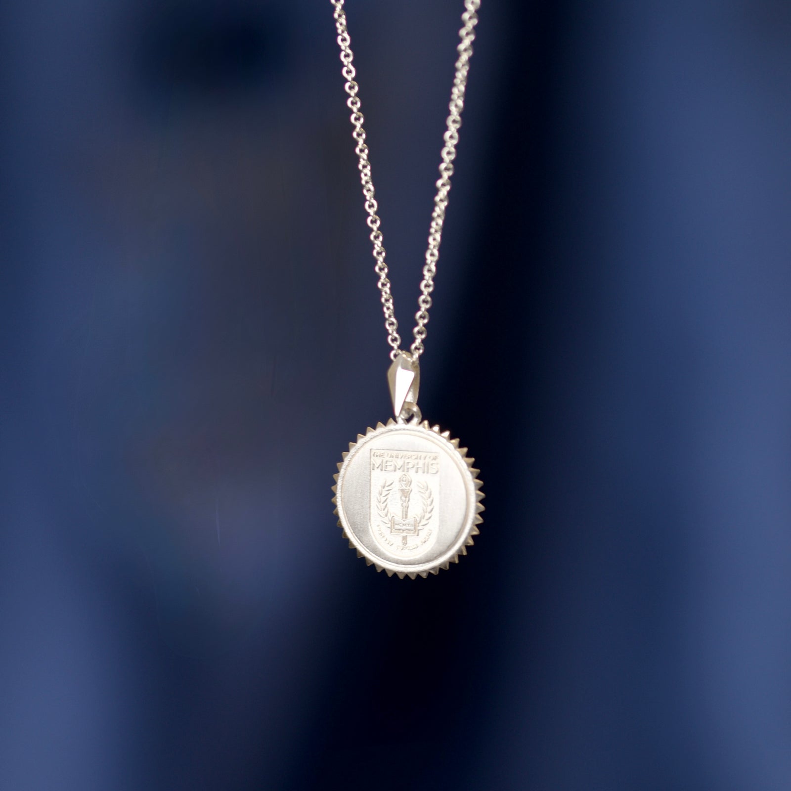 Memphis Tigers Sterling Silver Sunburst Pendant-Shield