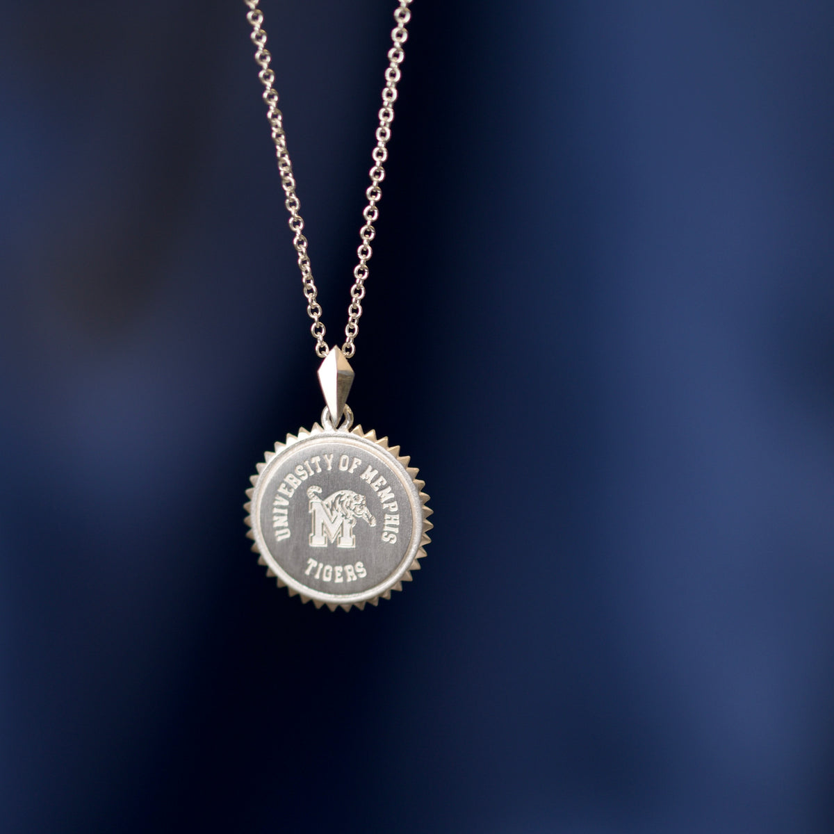 Memphis Tigers Sterling Silver Sunburst Pendant-Crest