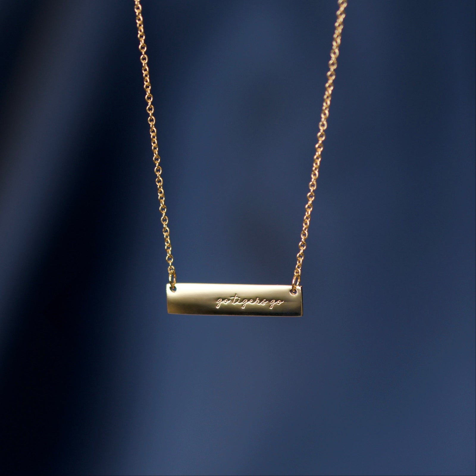 Memphis Tigers 14k Yellow Gold Go Tigers Go Bar Necklace