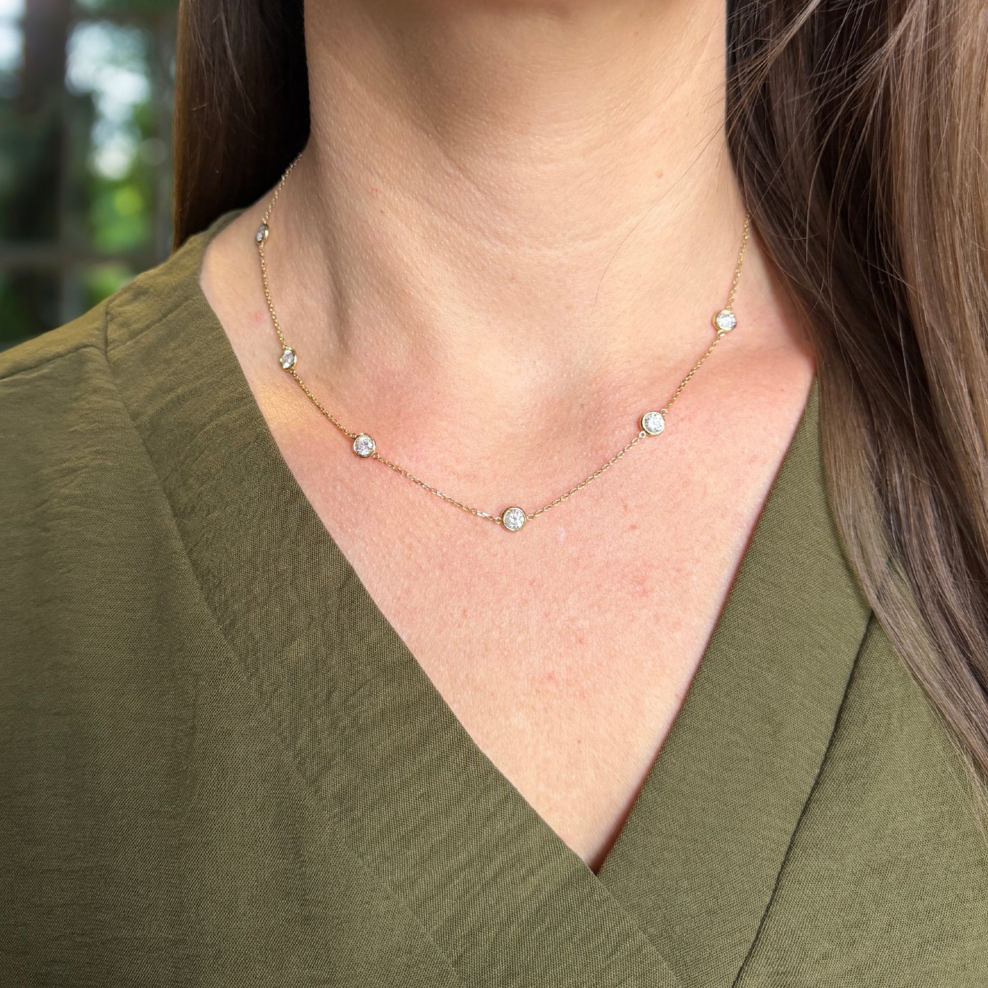 The Jewel Box 14k Yellow Gold Diamonds by the Yard Necklace-3.73cttw