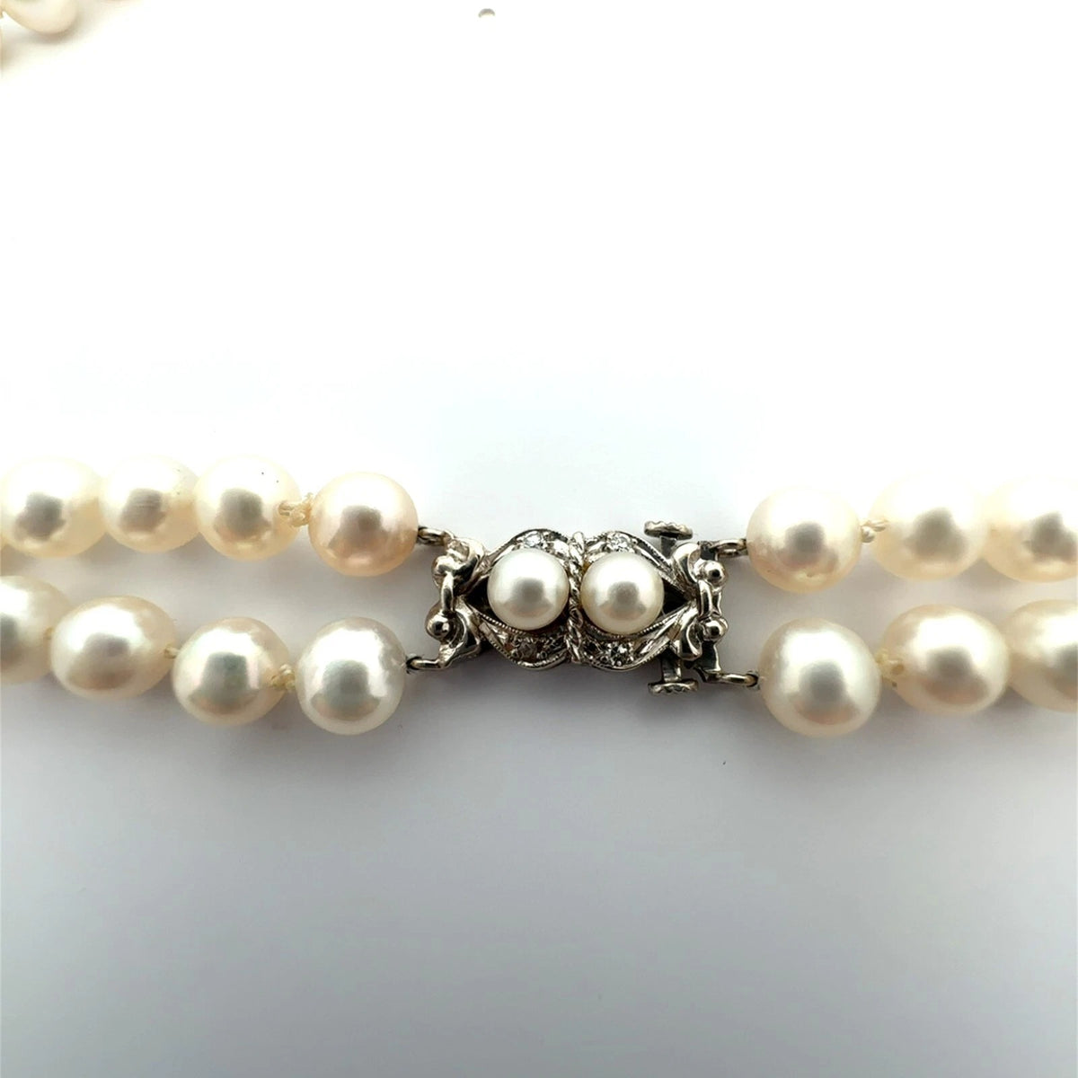 Vintage Custom Designed Pearl Necklace Large Opal Pendant Ruby & Diamond Accents