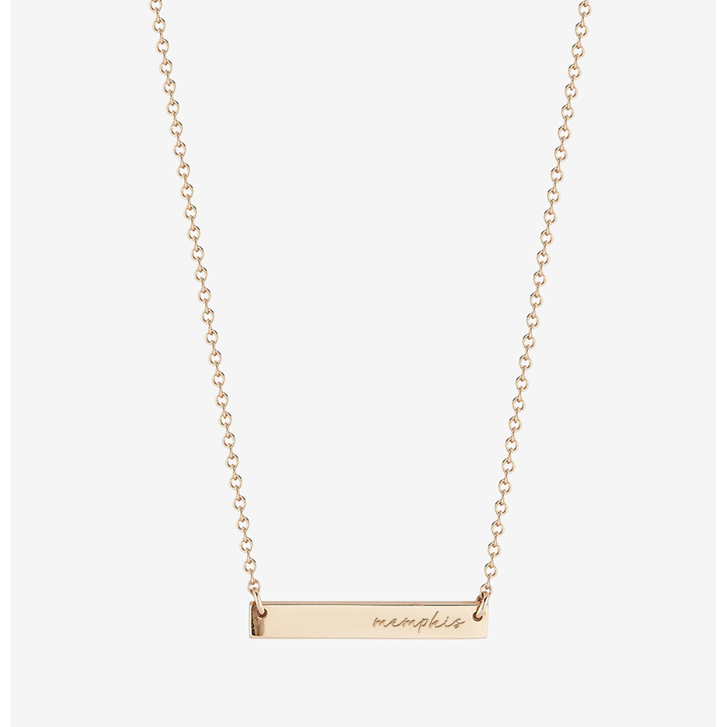 Memphis Tigers 14k Yellow Gold Memphis Bar Necklace