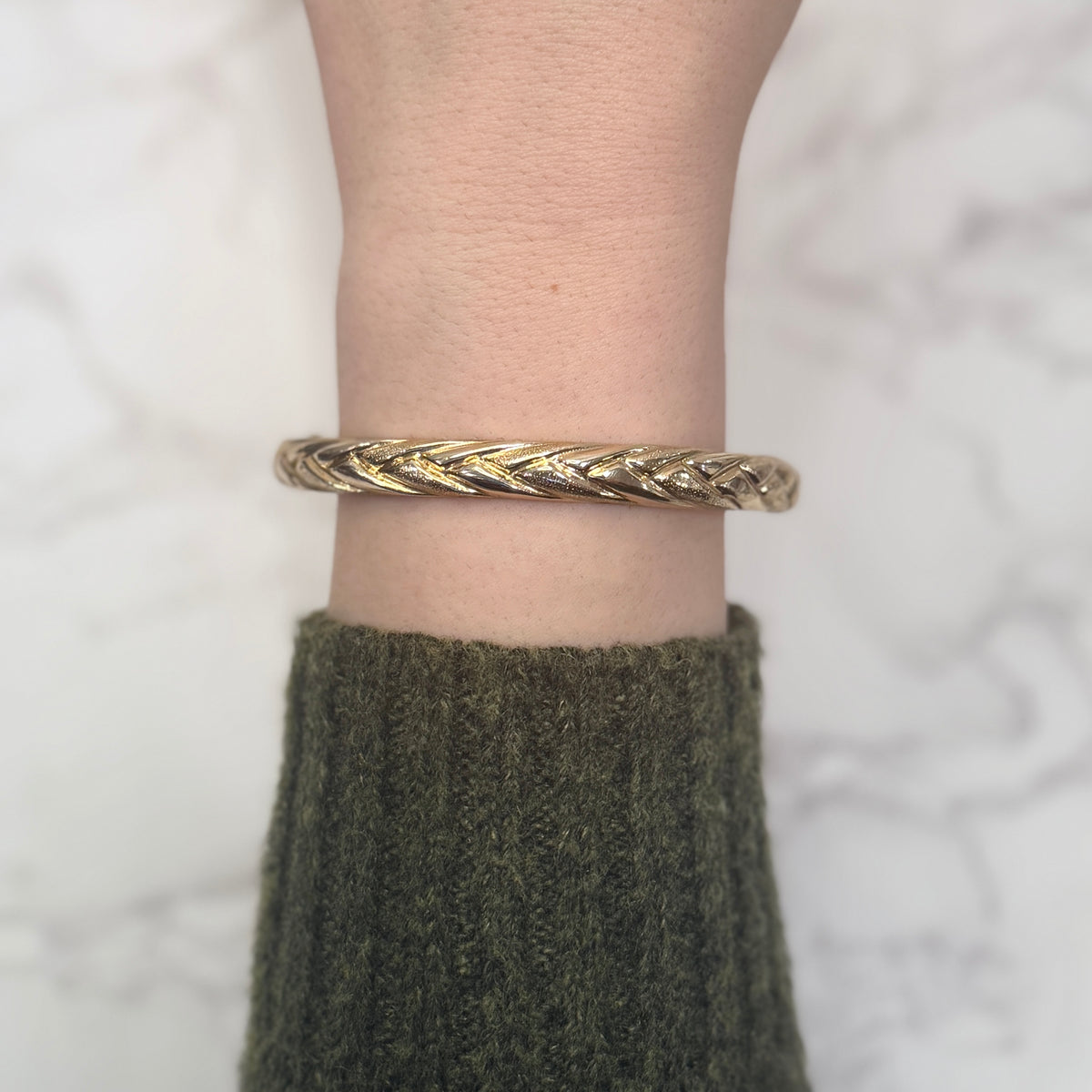 Estate 14k Yellow Gold Braided Bangle Bracelet