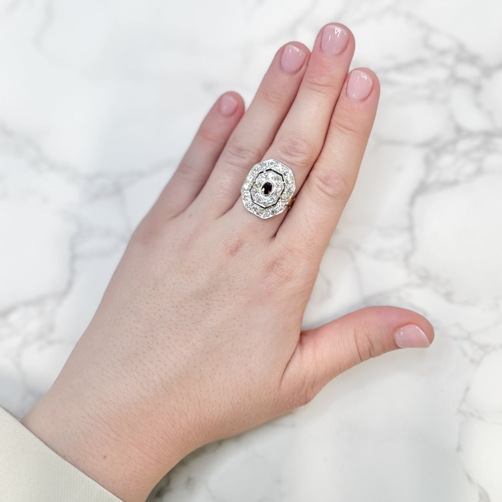 Vintage 14k Multi-Tone Gold 2.40ctw Diamond and 0.38ctw Ruby Ring Size 70