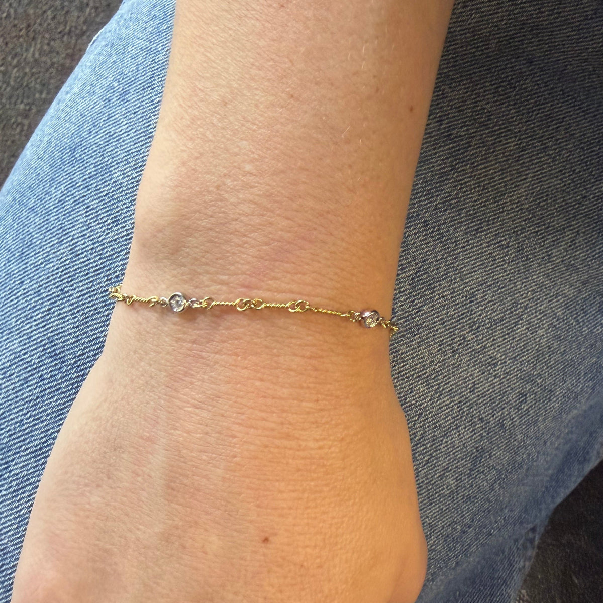 Estate 18k Multi-Tone Gold Diamonds by the Yard Bracelet 0.20ctw