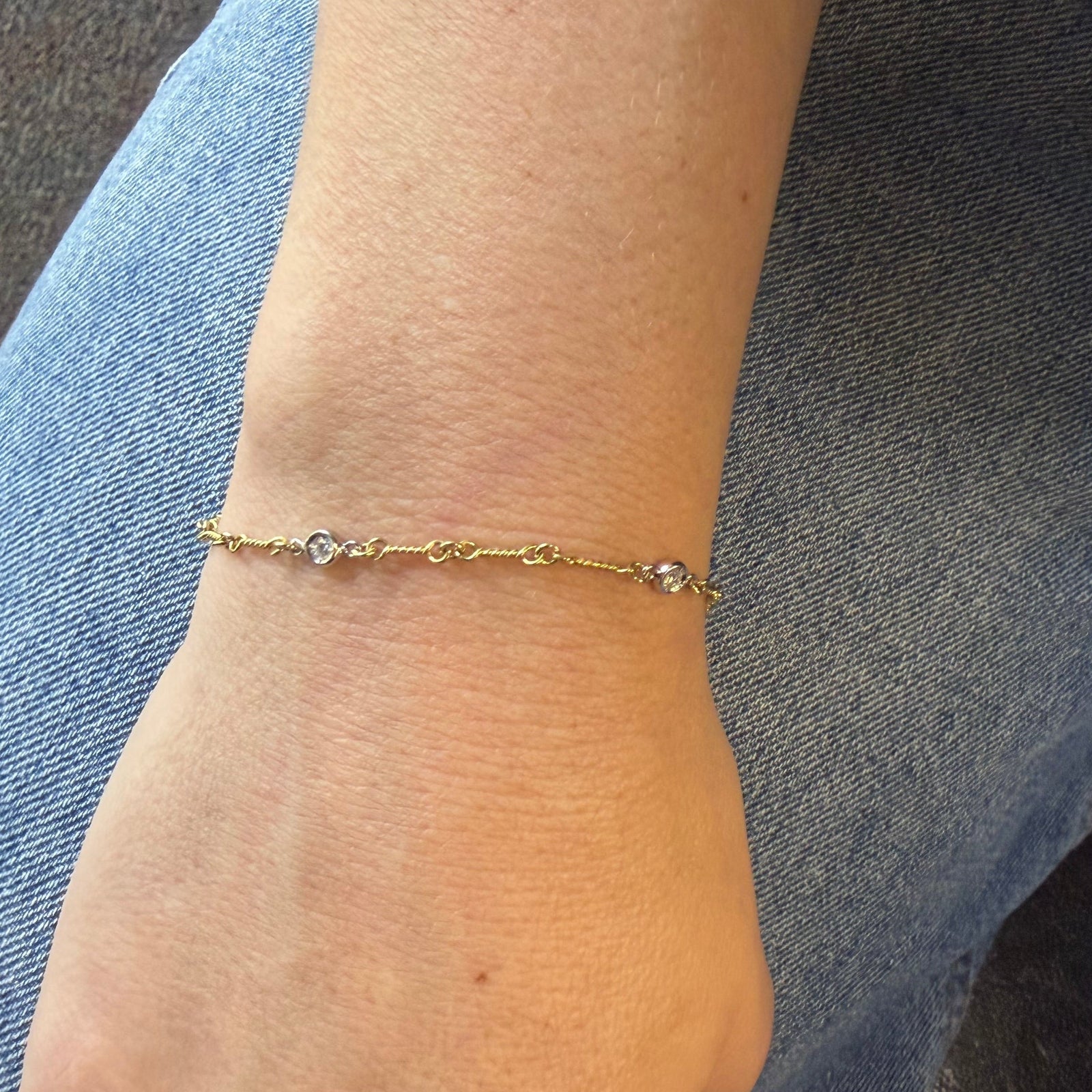 Estate 18k Multi-Tone Gold Diamonds by the Yard Bracelet 0.20ctw