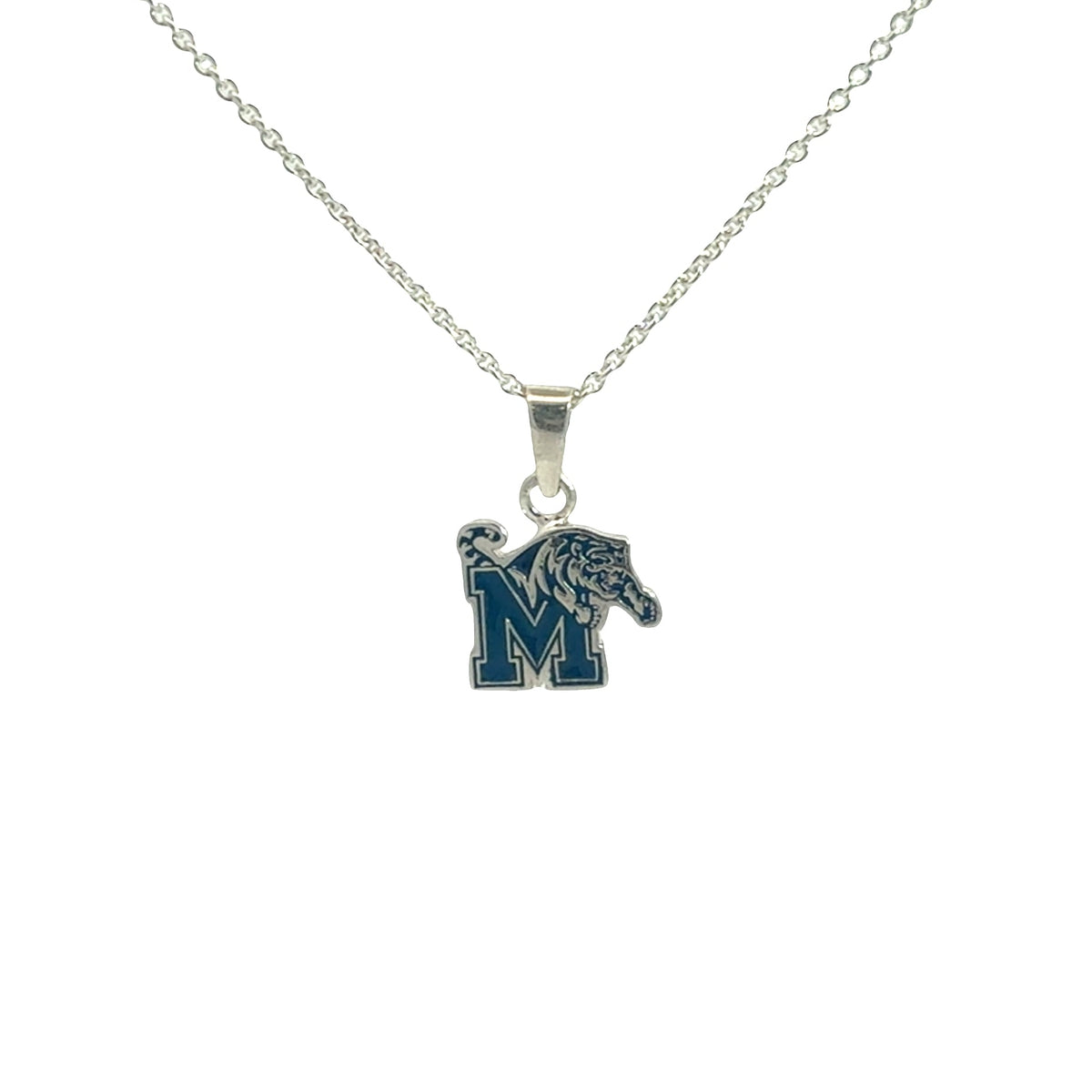 Memphis Tigers Sterling Silver Enamel Pendant Necklace