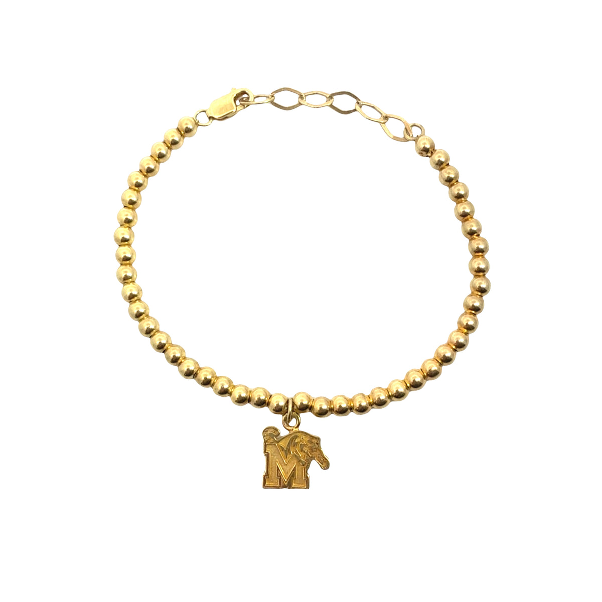 Memphis Tigers Gold Plated Beaded Bracelet