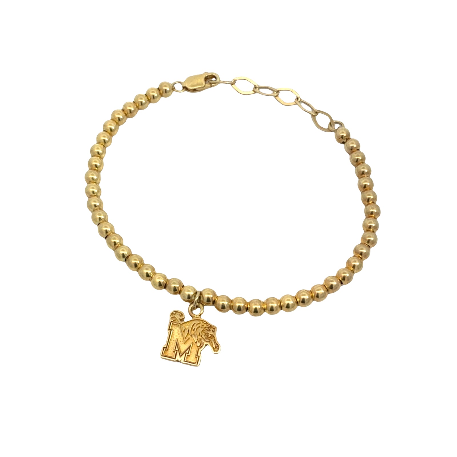 Memphis Tigers Gold Plated Beaded Bracelet