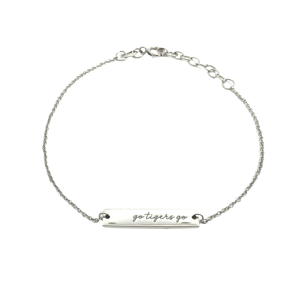 Memphis Tigers Sterling Silver Go Tigers Go Bar Bracelet