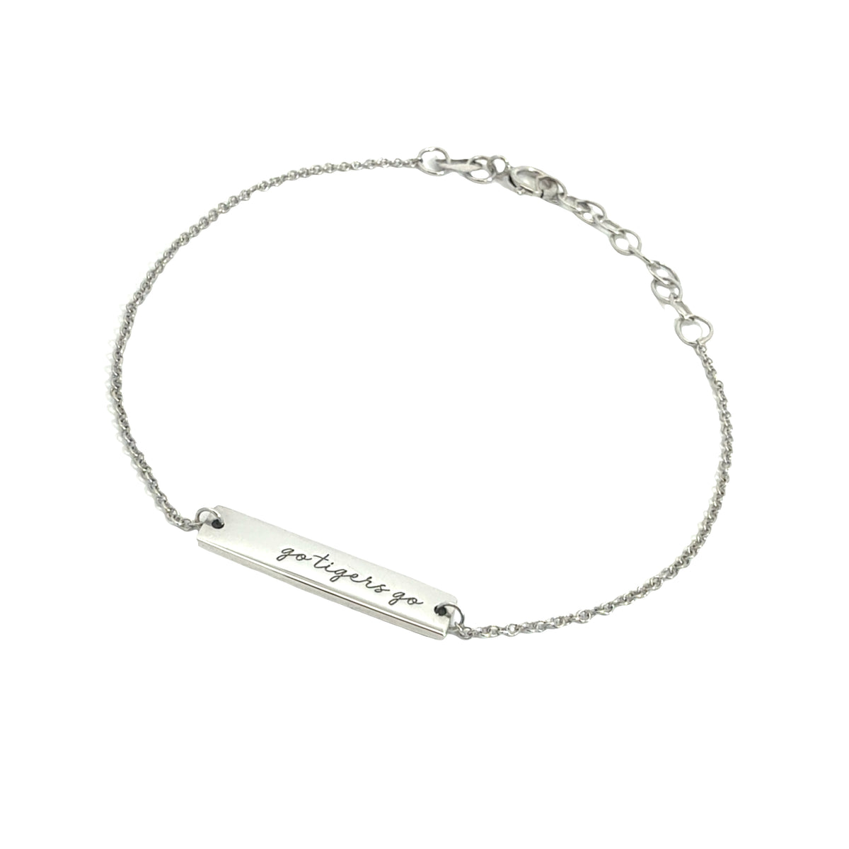 Memphis Tigers Sterling Silver Go Tigers Go Bar Bracelet