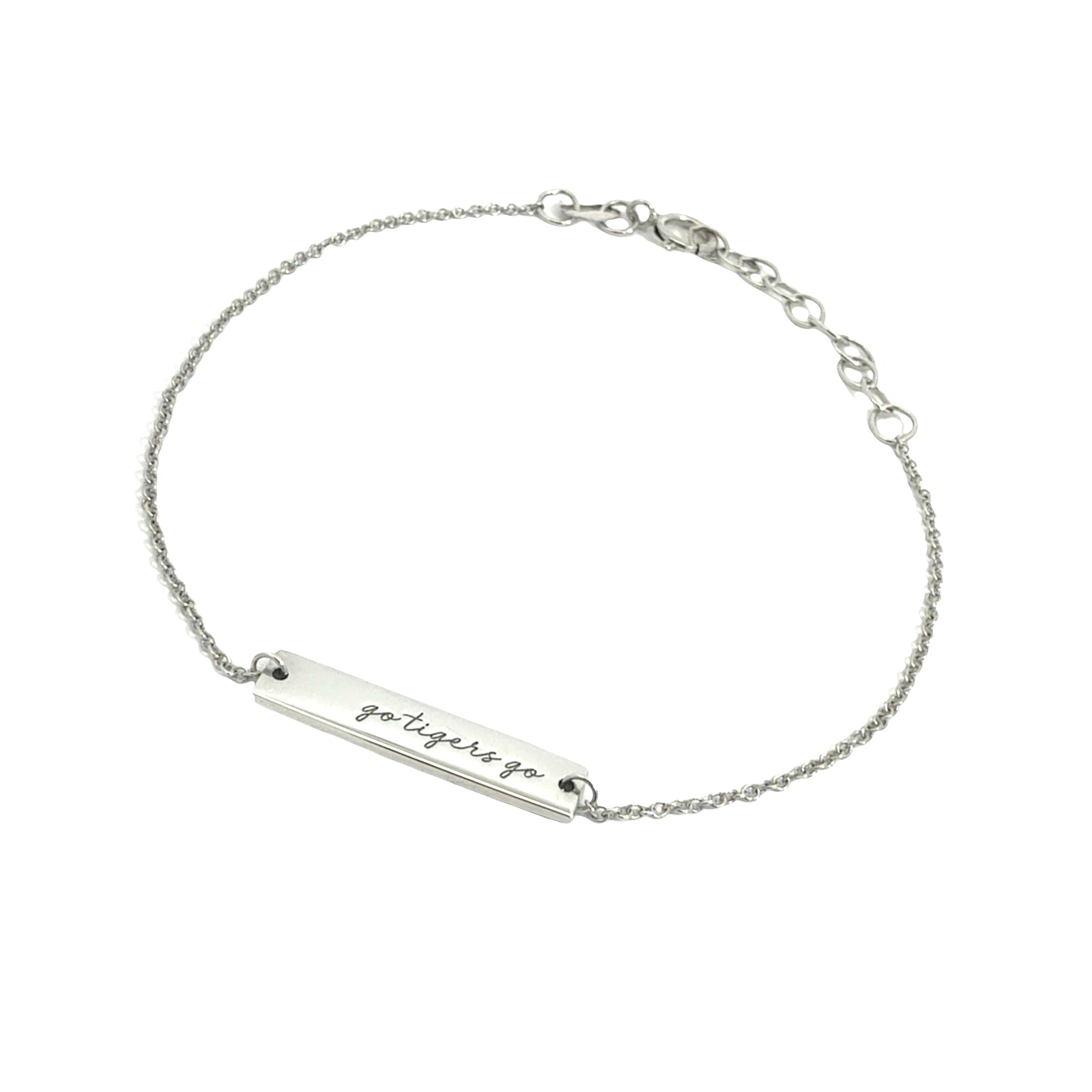 Memphis Tigers Sterling Silver Go Tigers Go Bar Bracelet