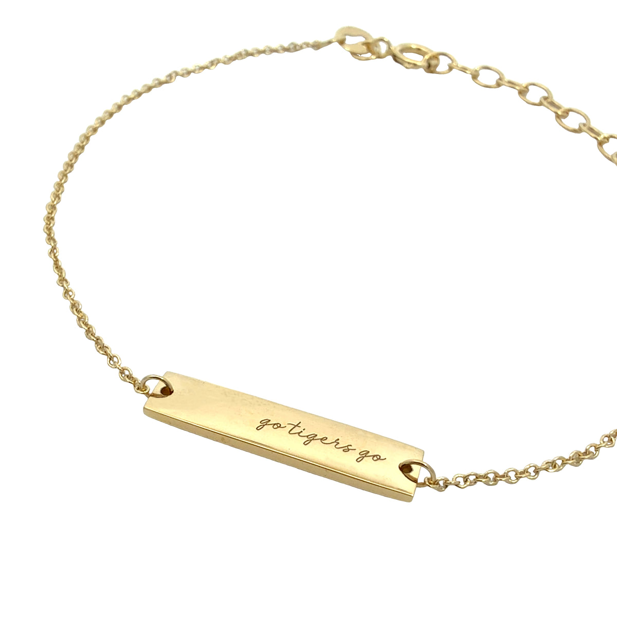 Memphis Tigers Gold Plated Go Tigers Go Bar Bracelet