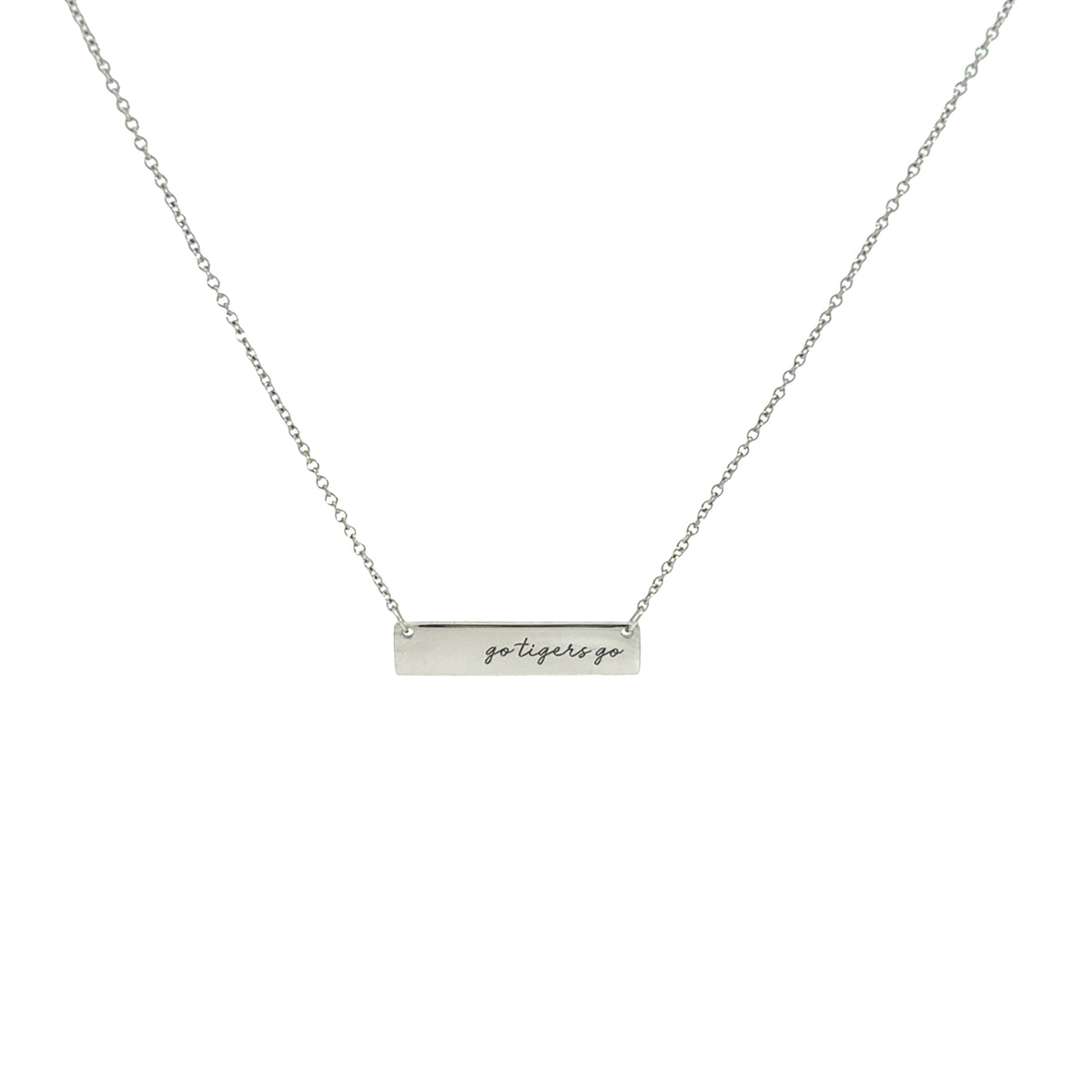 Memphis Tigers Sterling Silver Go Tigers Go Bar Necklace