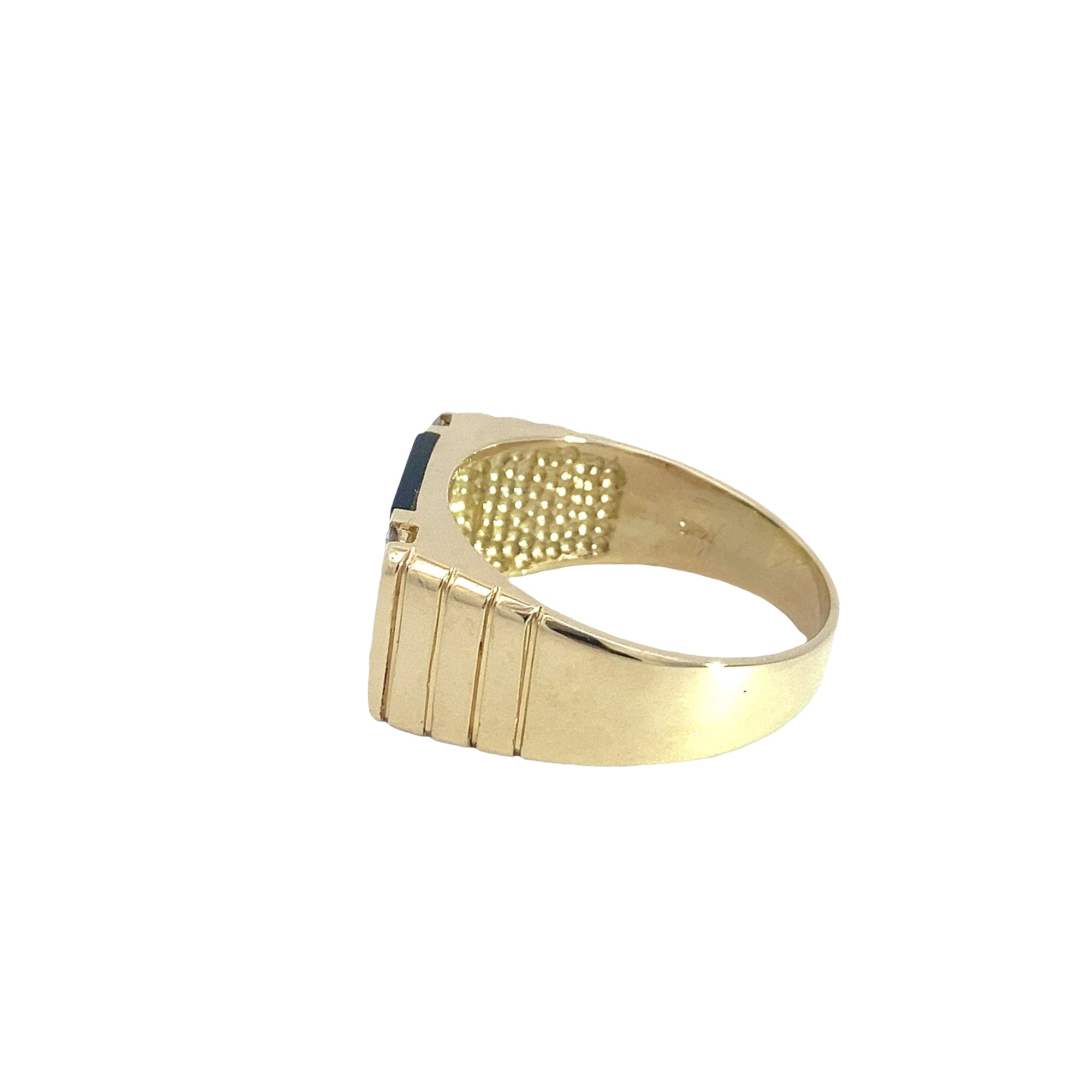 Vintage Men's 14k Yellow Gold Onyx and 0.35 Diamond Signet Ring