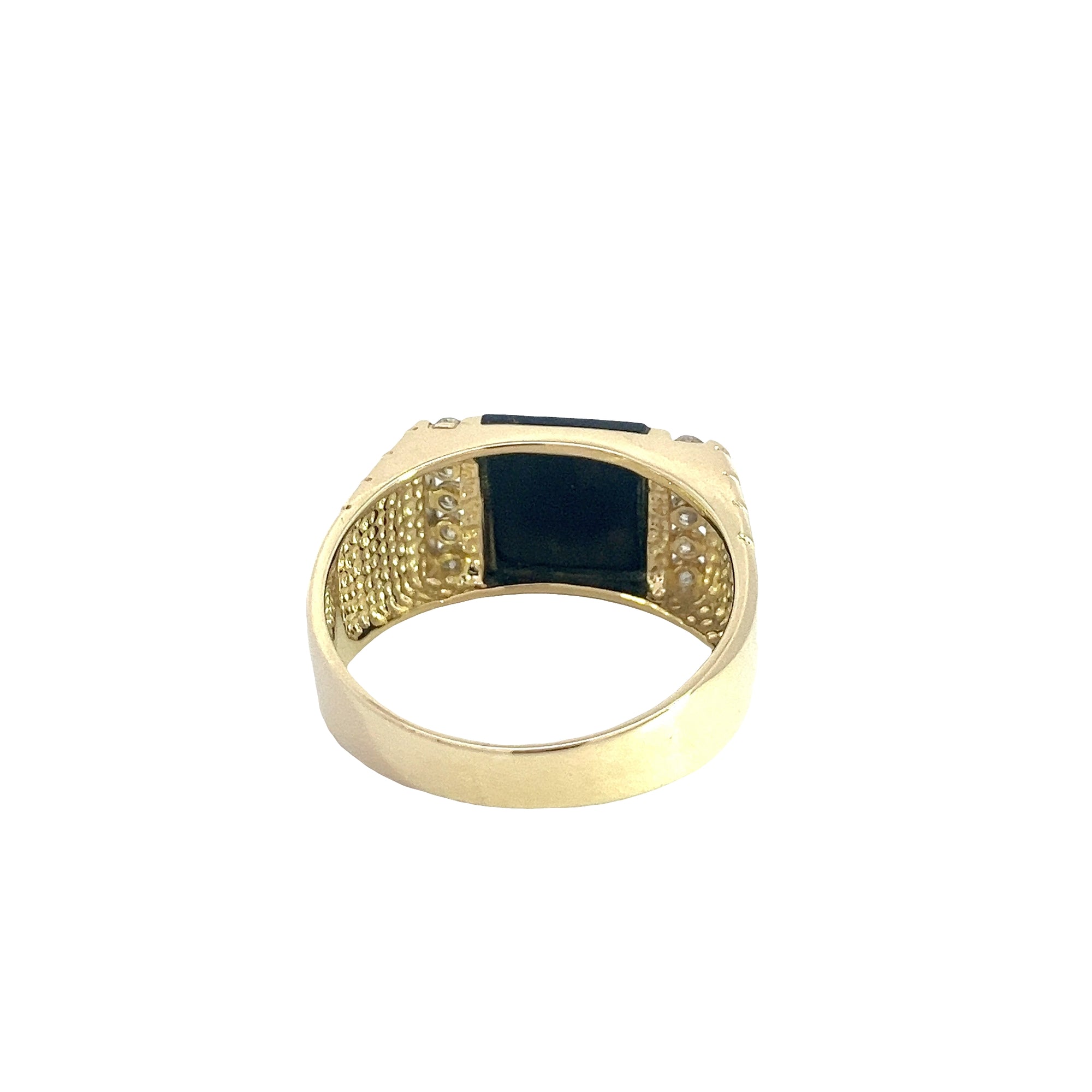 Vintage Men's 14k Yellow Gold Onyx and 0.35 Diamond Signet Ring