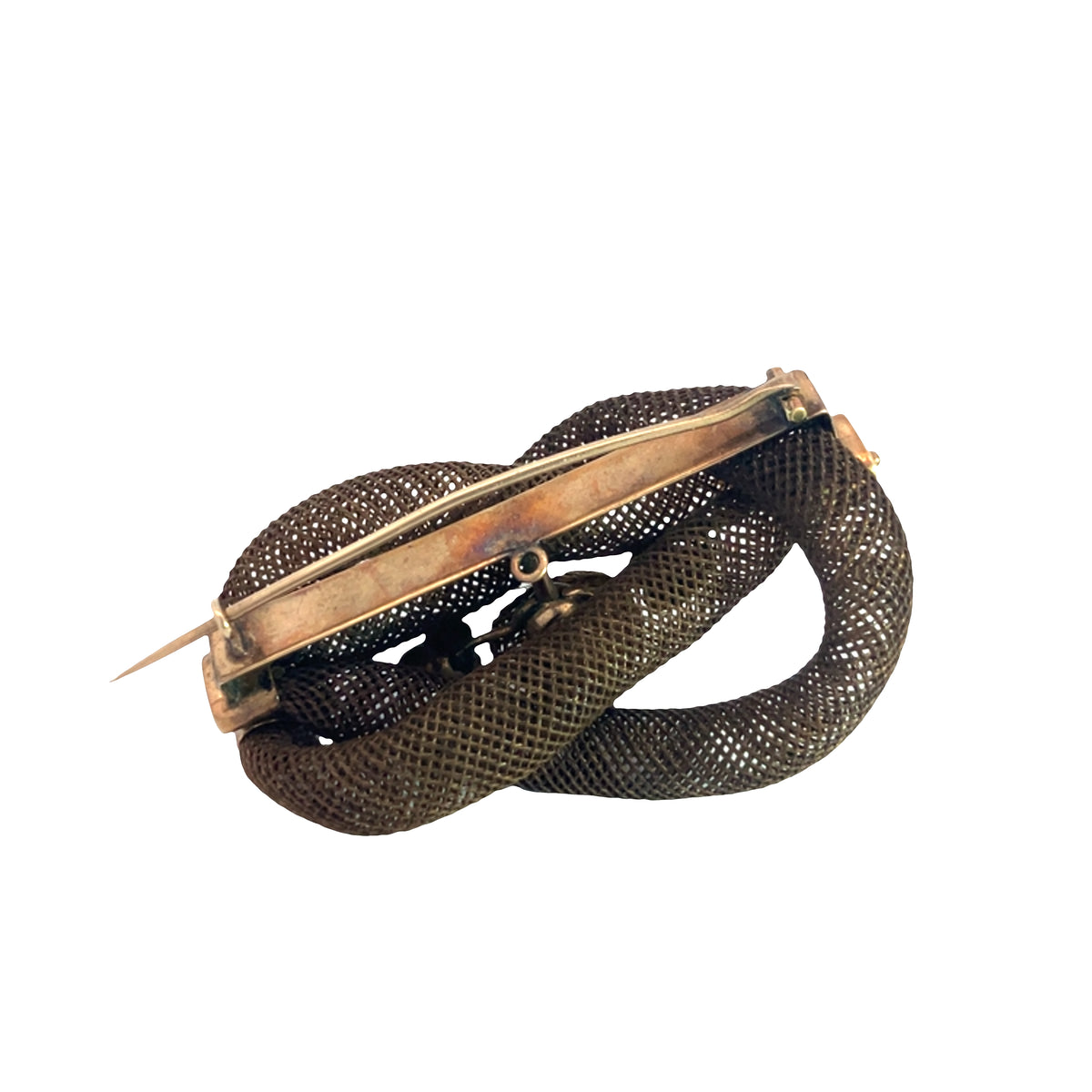 Victorian 10k Gold Mourning Woven Hair Brooch