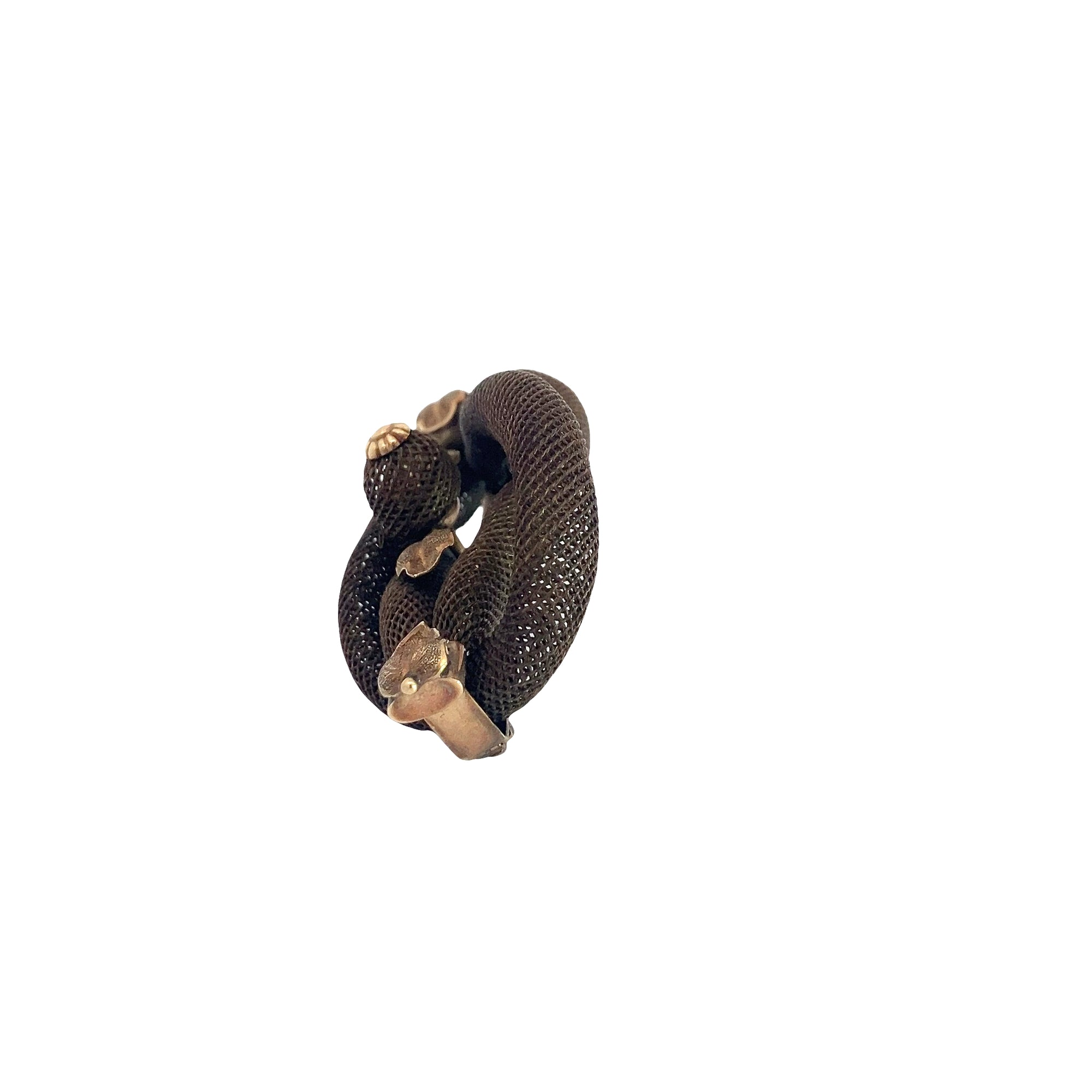 Victorian 10k Gold Mourning Woven Hair Brooch