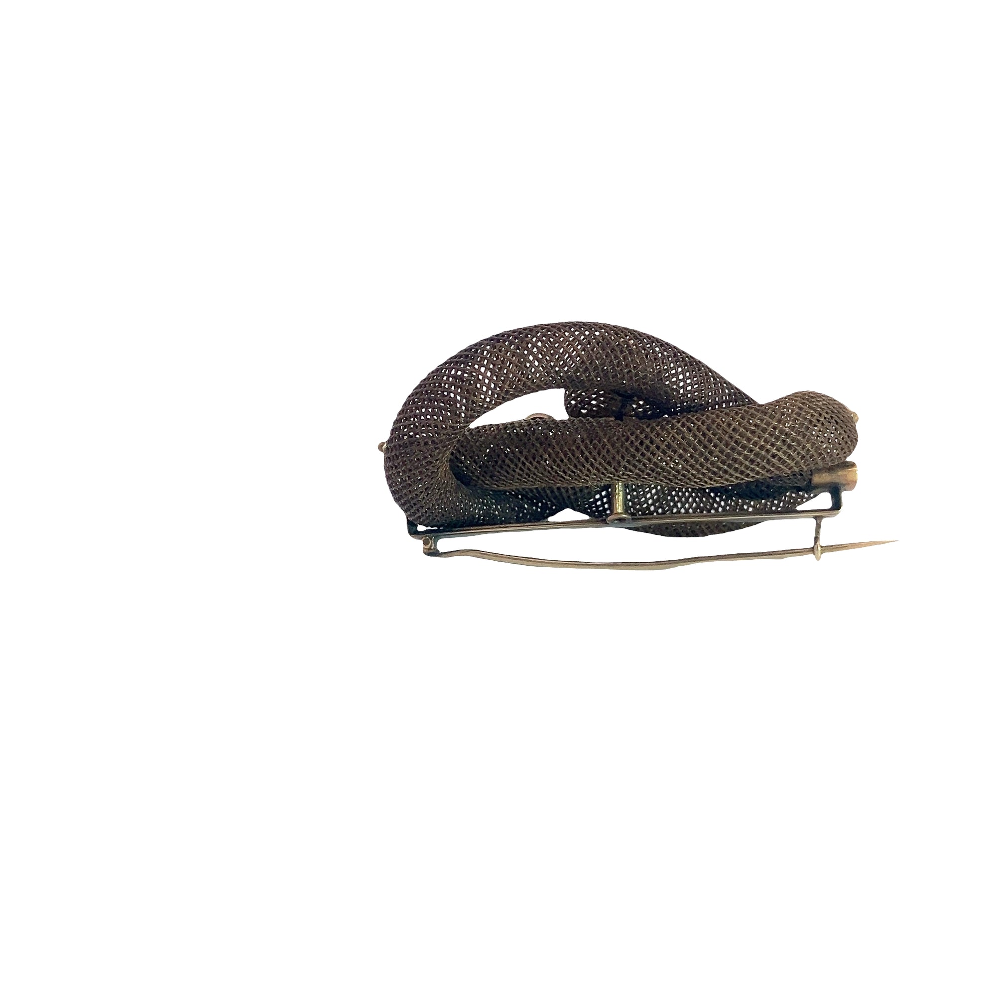 Victorian 10k Gold Mourning Woven Hair Brooch