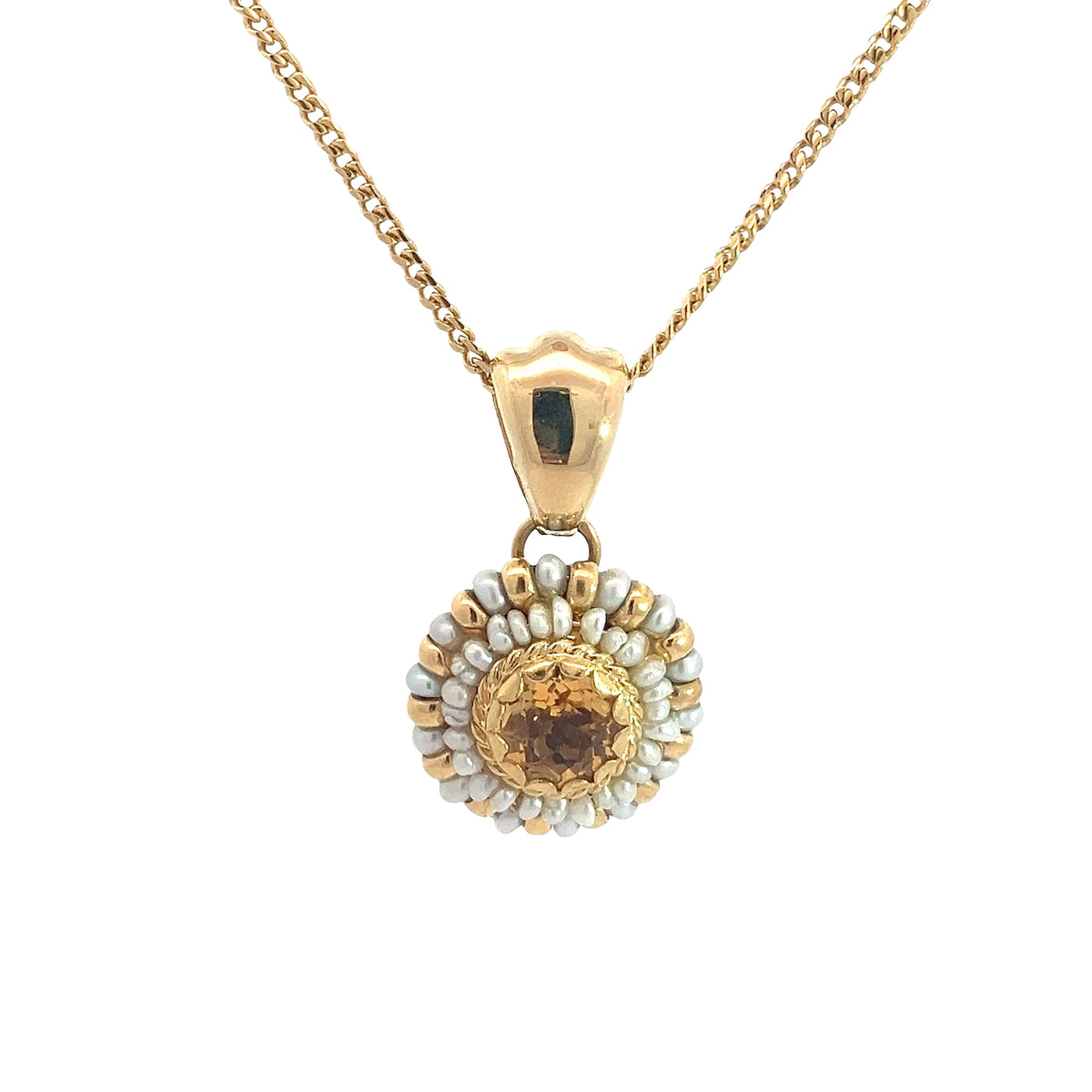 Vintage 18k Yellow Gold and 1.50ctw Citrine Necklace