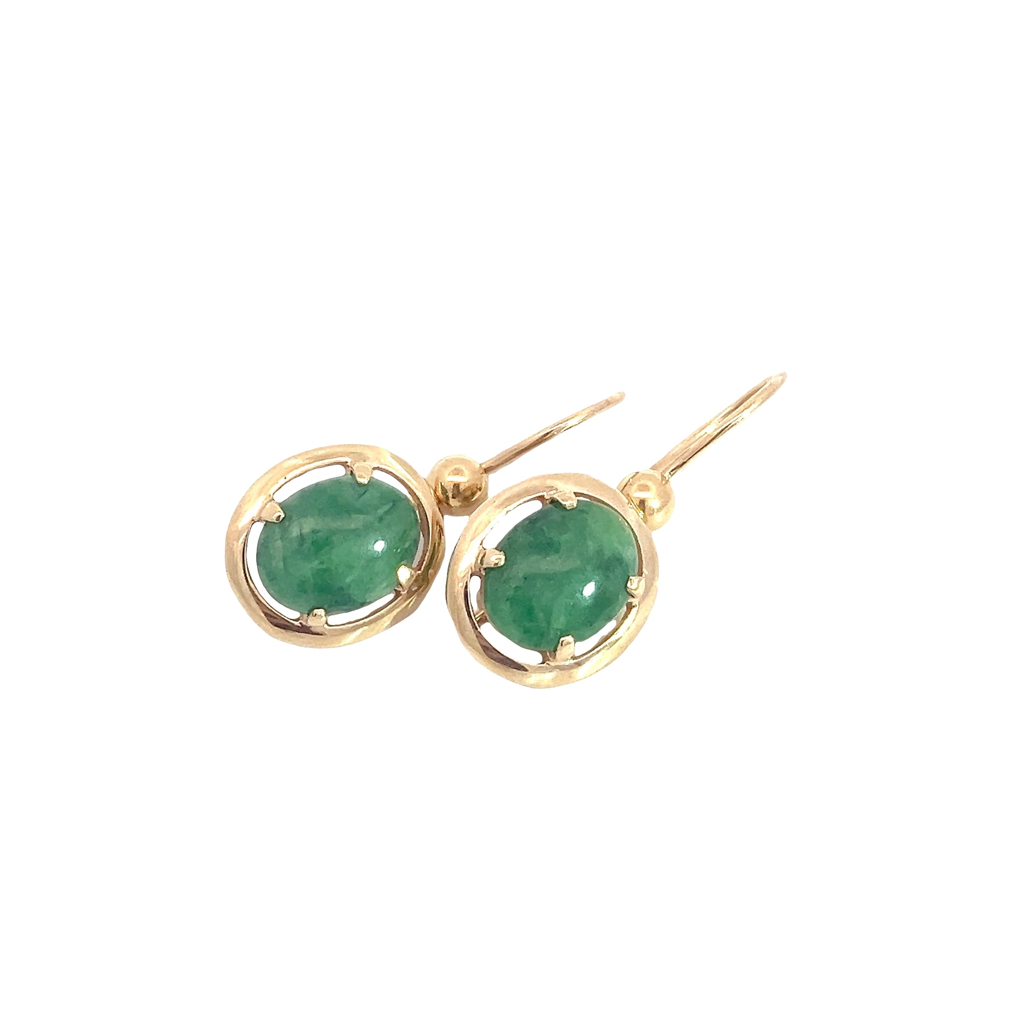 Vintage 14k Yellow Gold and 3.35ctw Jadeite Earrings