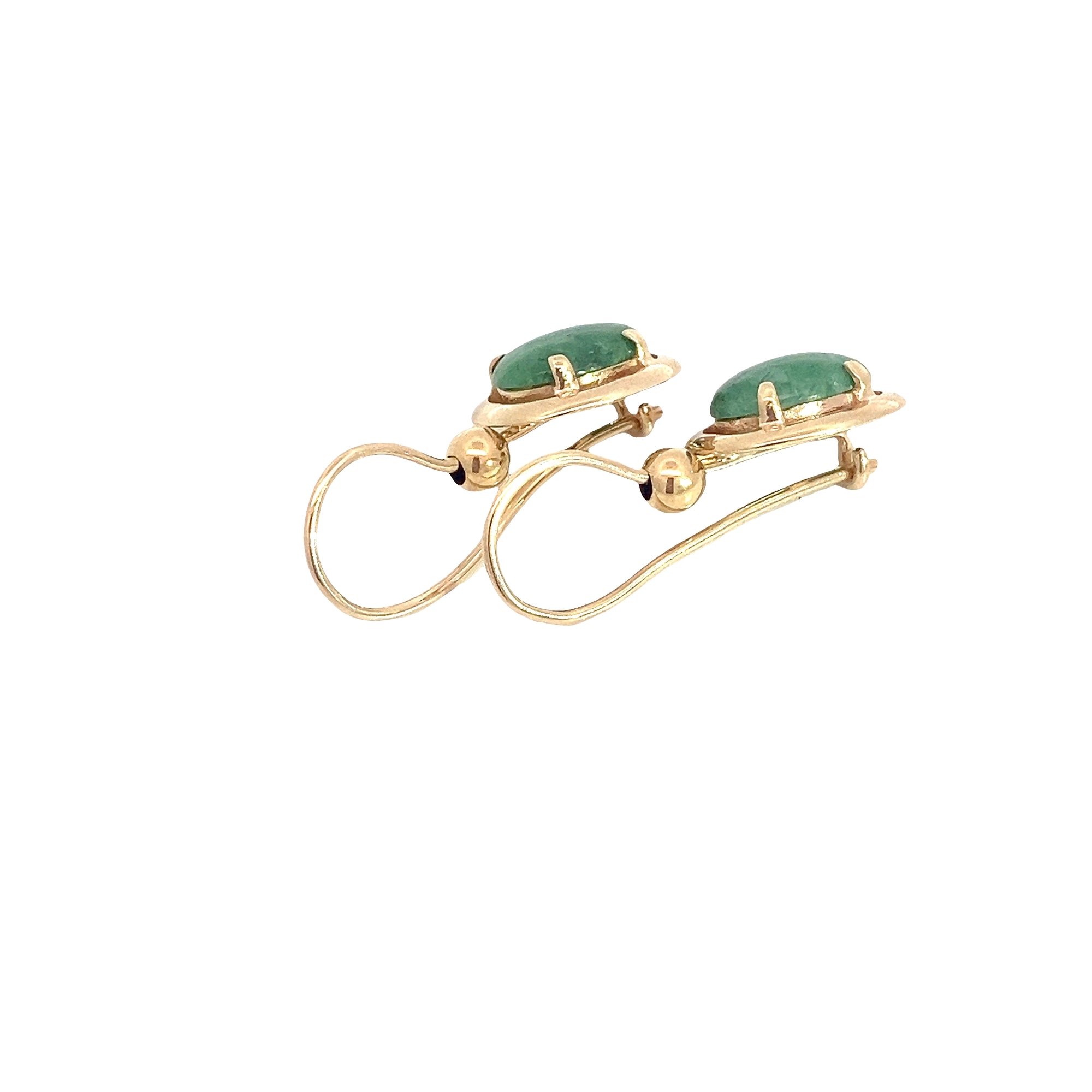 Vintage 14k Yellow Gold and 3.35ctw Jadeite Earrings
