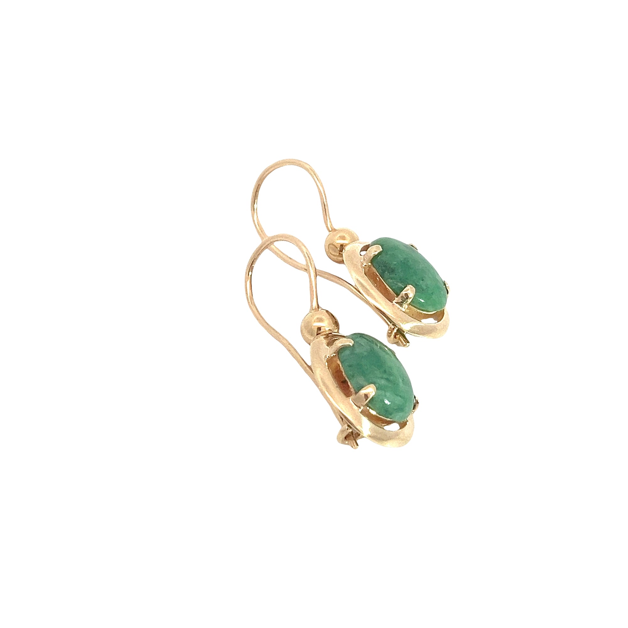 Vintage 14k Yellow Gold and 3.35ctw Jadeite Earrings
