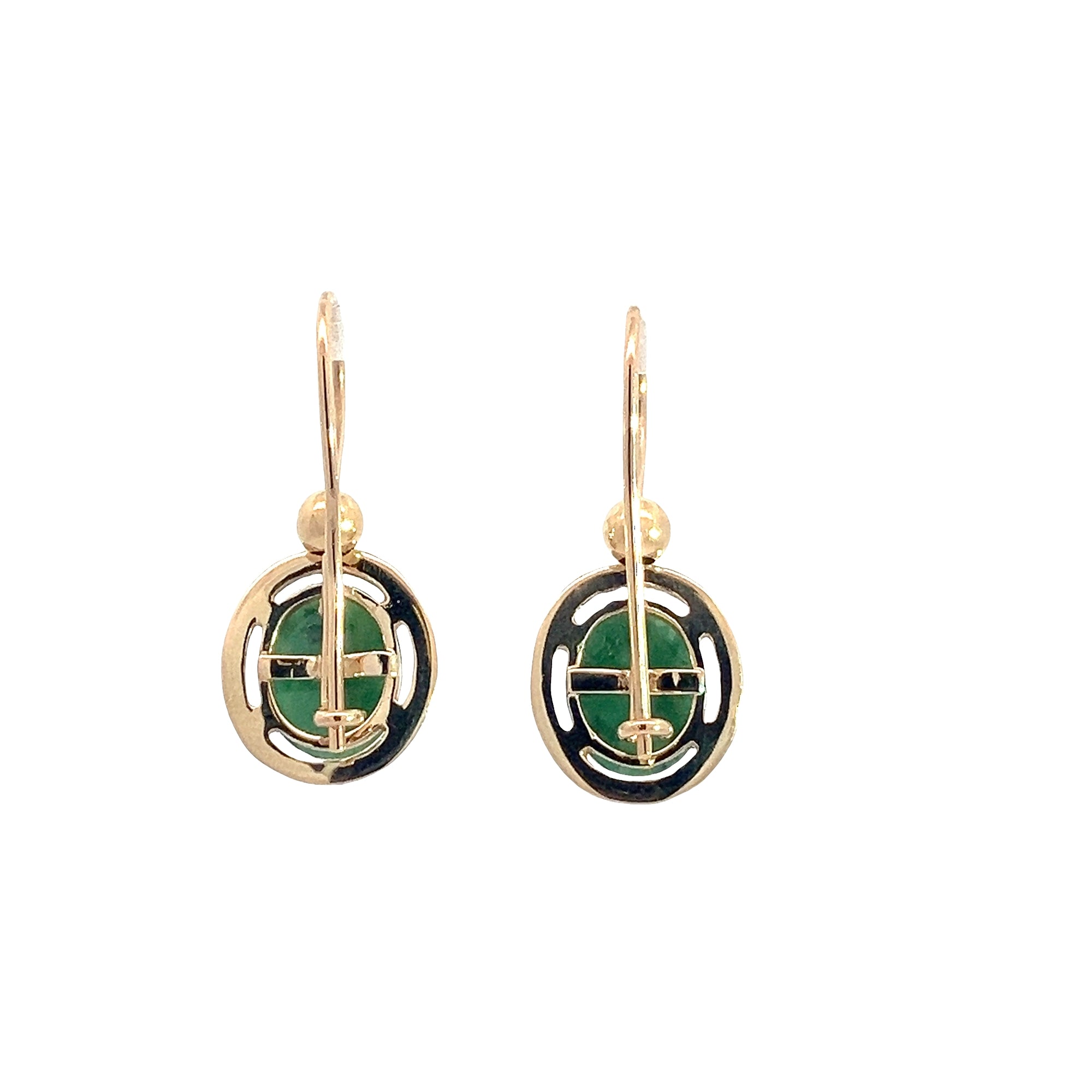 Vintage 14k Yellow Gold and 3.35ctw Jadeite Earrings