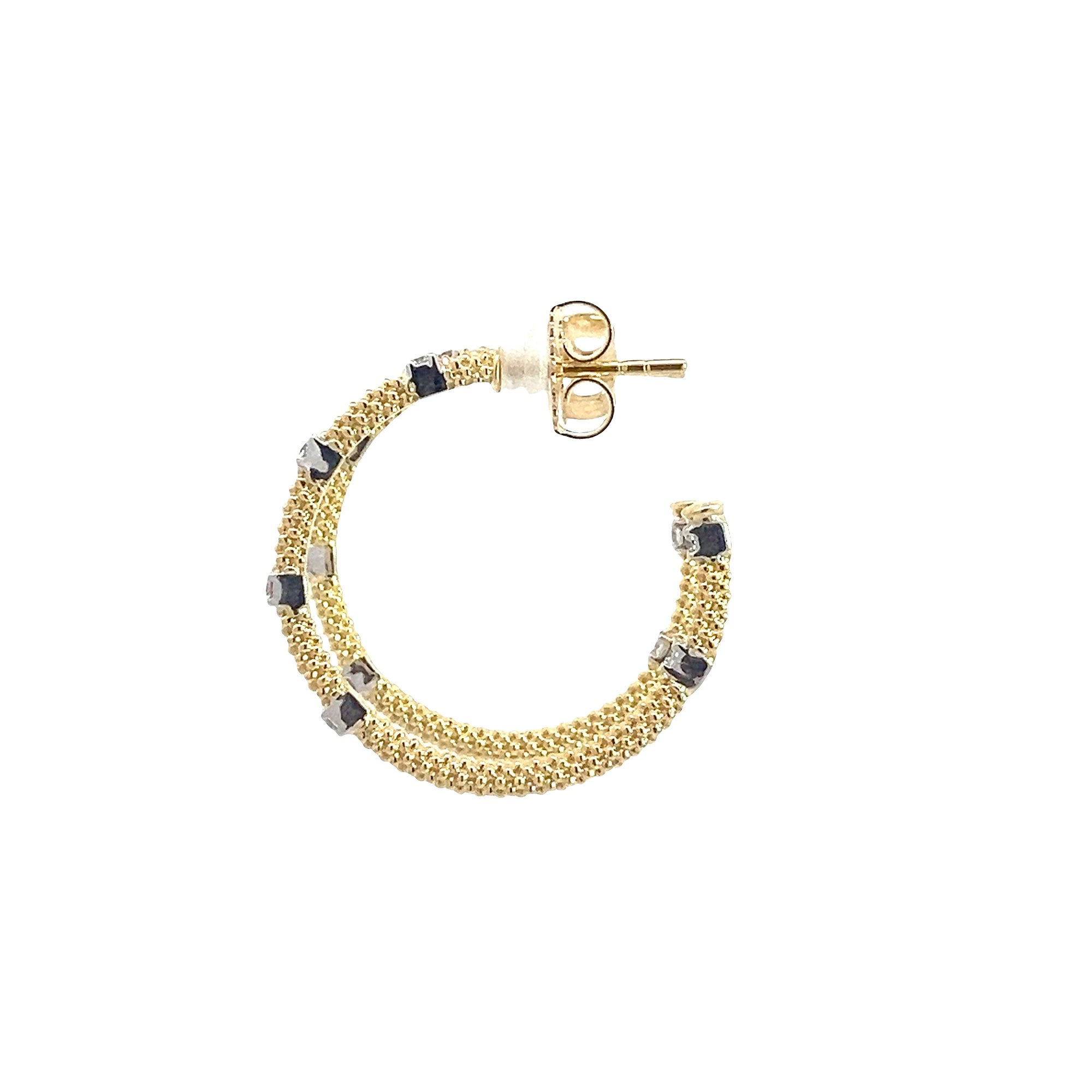Vintage 18k Yellow Gold and 0.20ctw Diamond Hoop Earrings