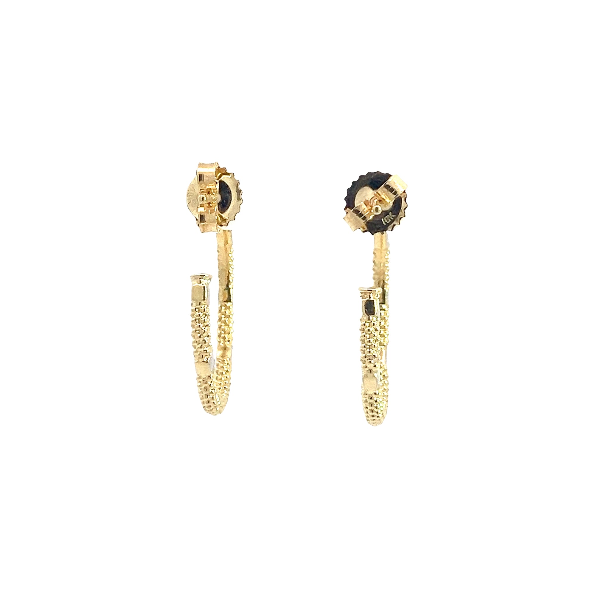 Vintage 18k Yellow Gold and 0.20ctw Diamond Hoop Earrings