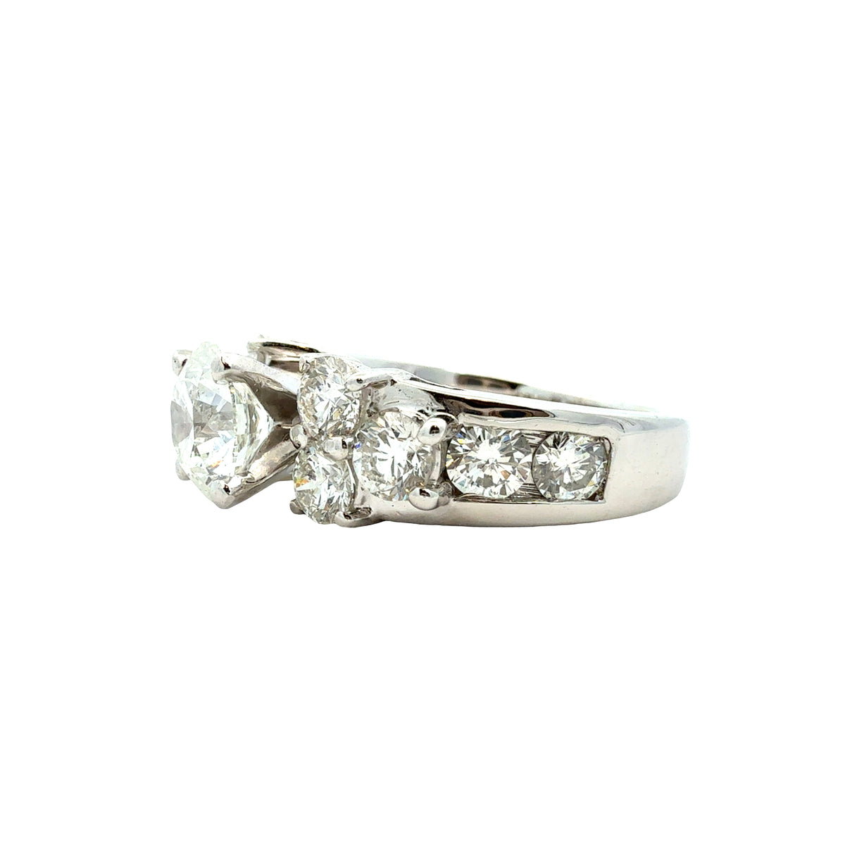 Estate 14k White Gold 3.26cttw (1.52TCW) Diamond Engagement Ring