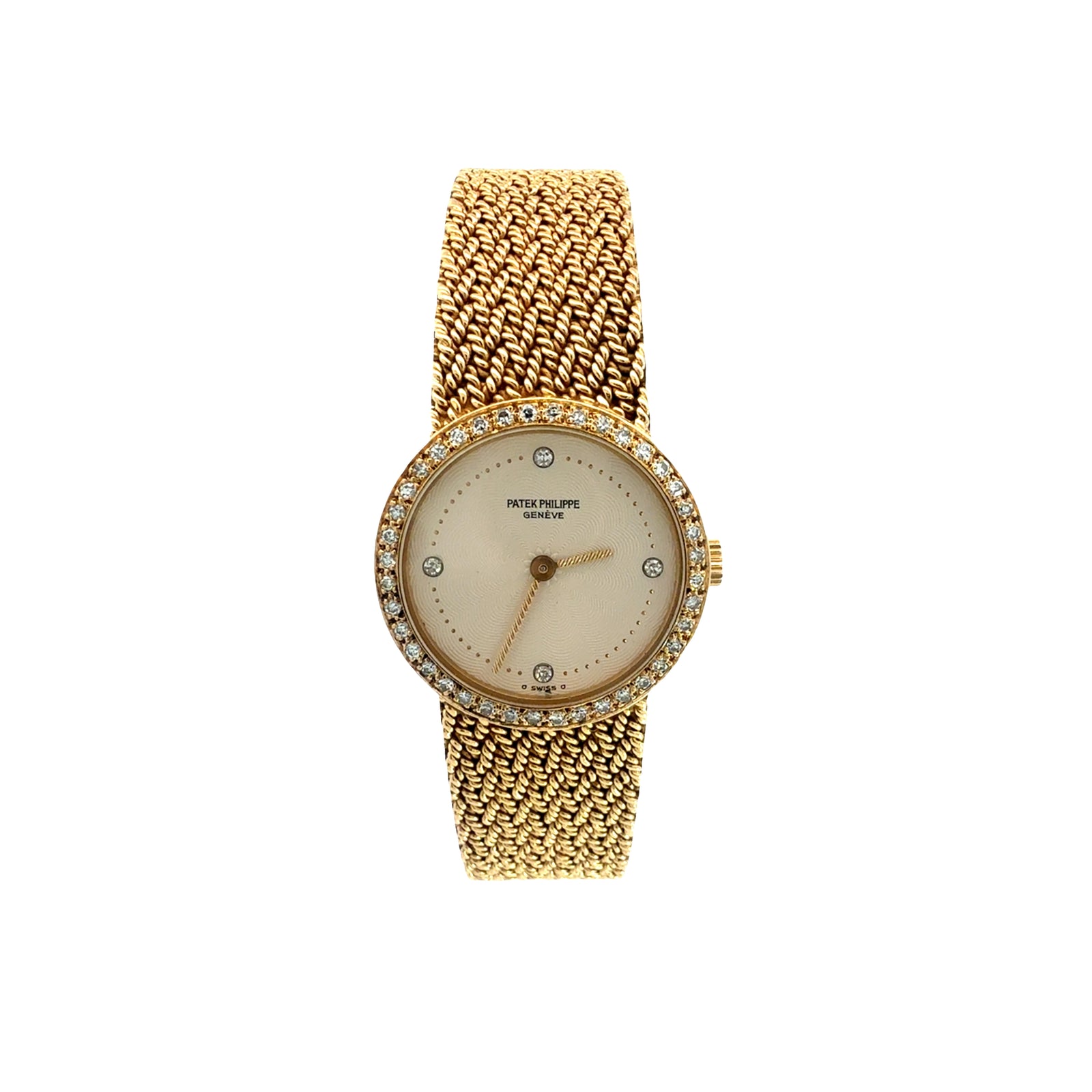 Patek Philippe 18k Yellow Gold and Diamond Bracelet Watch Circa 1985