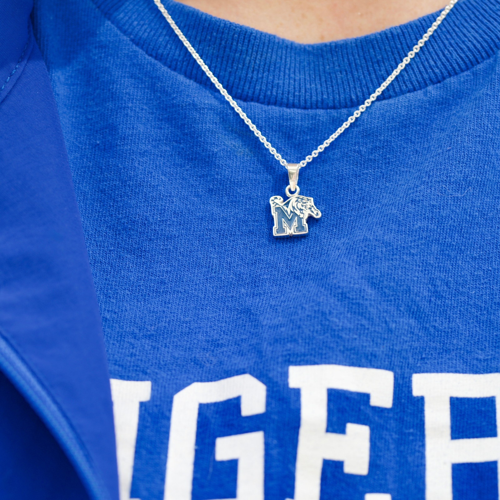 Memphis Tigers Sterling Silver Enamel Pendant Necklace