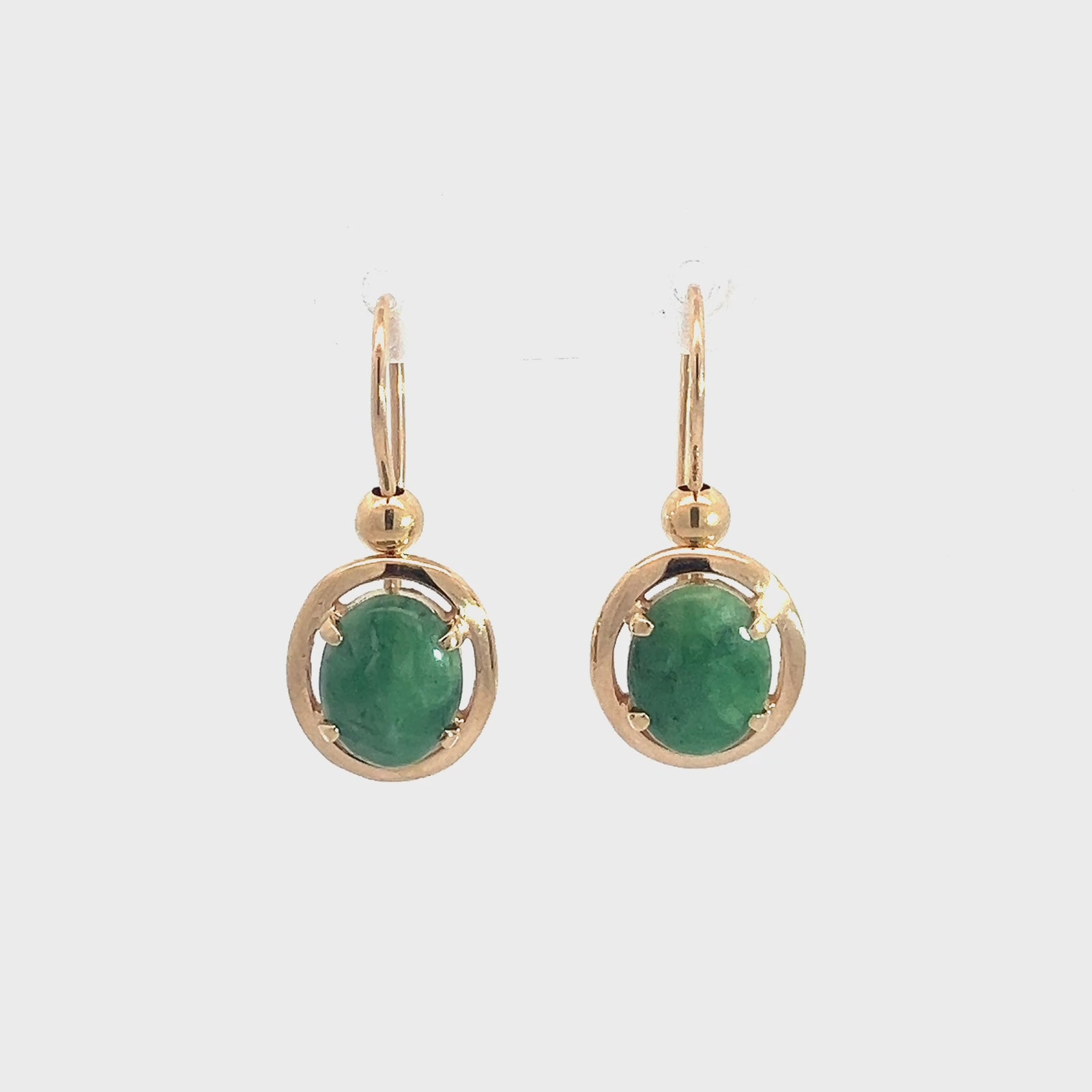 Vintage 14k Yellow Gold and 3.35ctw Jadeite Earrings