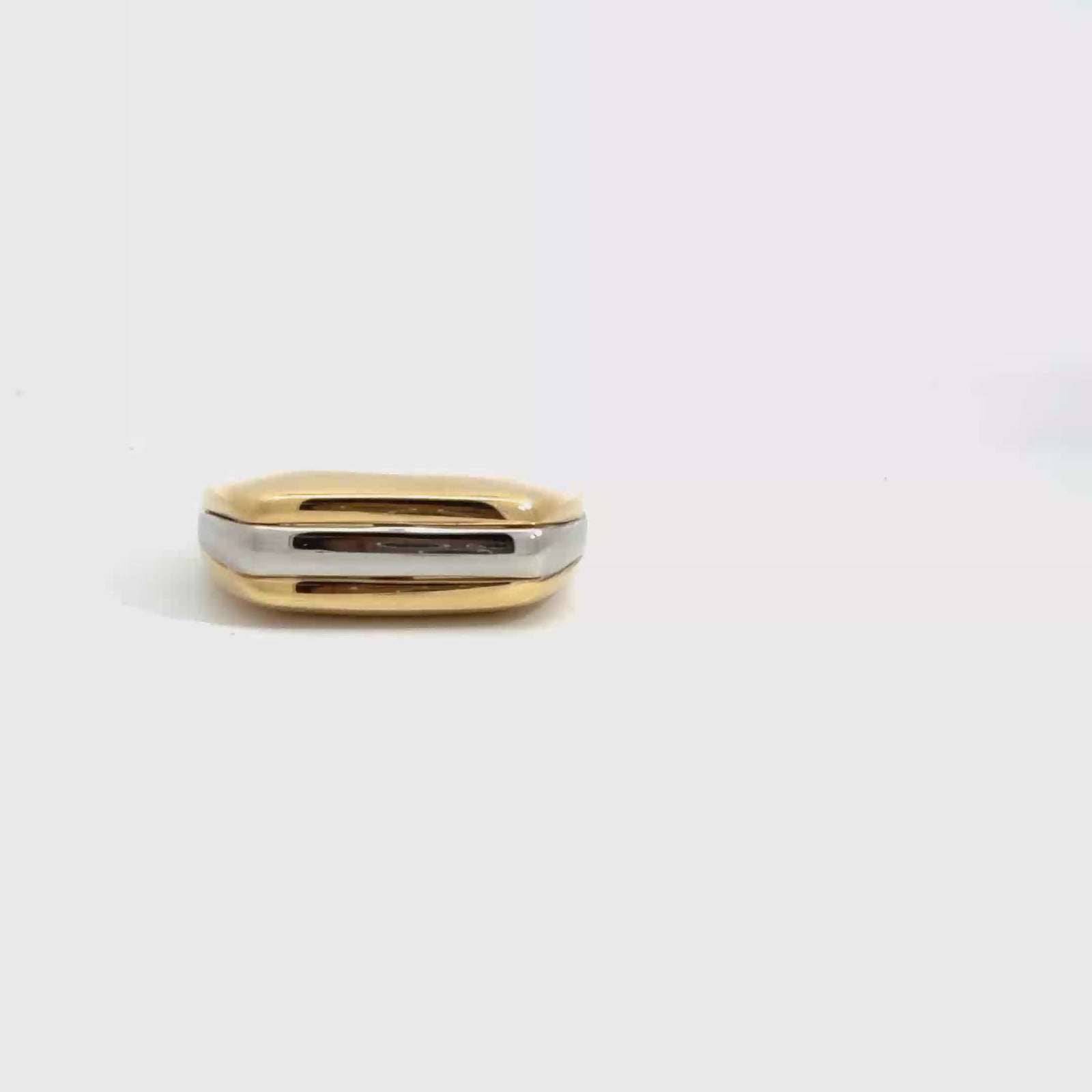 Vintage 18k Yellow Gold and Platinum Grooved Bar Band Ring