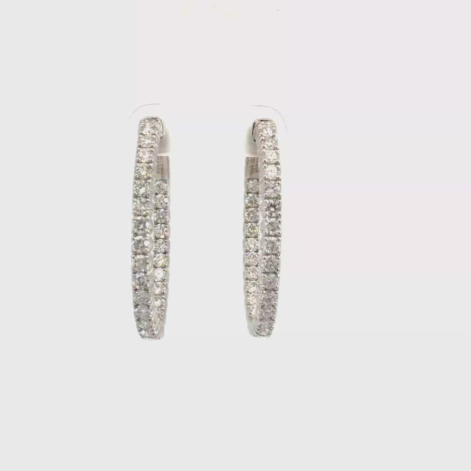 Estate 18k White Gold 3.19ctw Diamond Inside Out Hoop Earrings