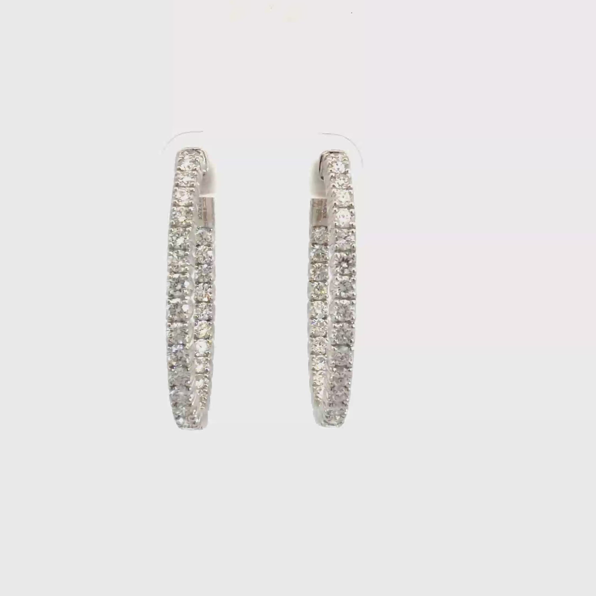 Estate 18k White Gold 3.19ctw Diamond Inside Out Hoop Earrings