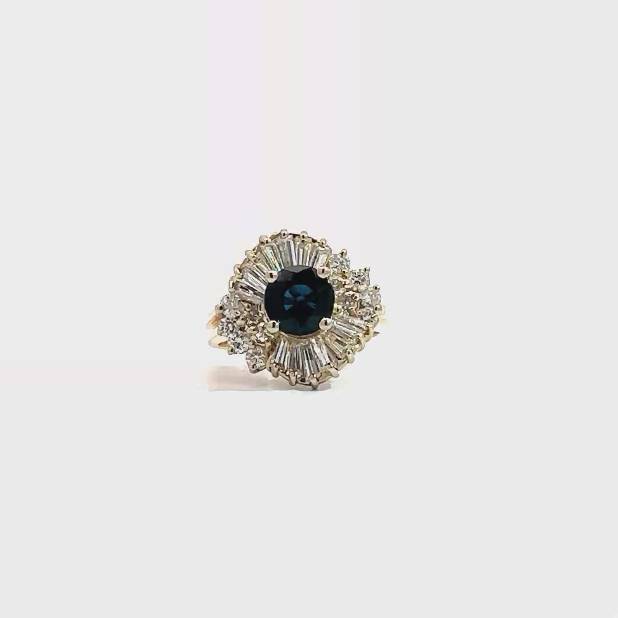 Estate 14k Yellow Gold 1.05ctw Sapphire & 1.06ctw Diamond Ring