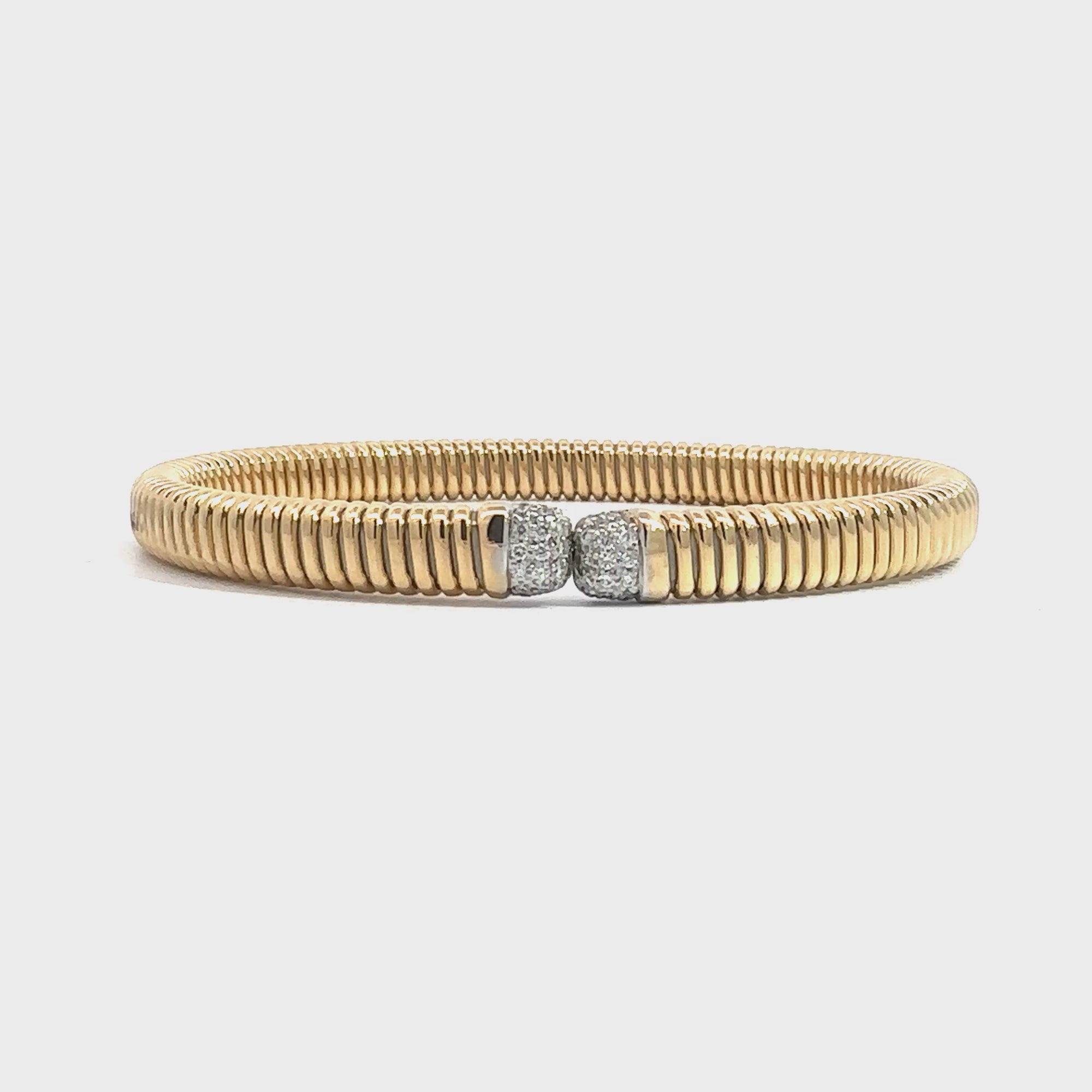 Estate Italian Made 18k Yellow Gold Flex Bracelet 0.25cttw Diamond Accents