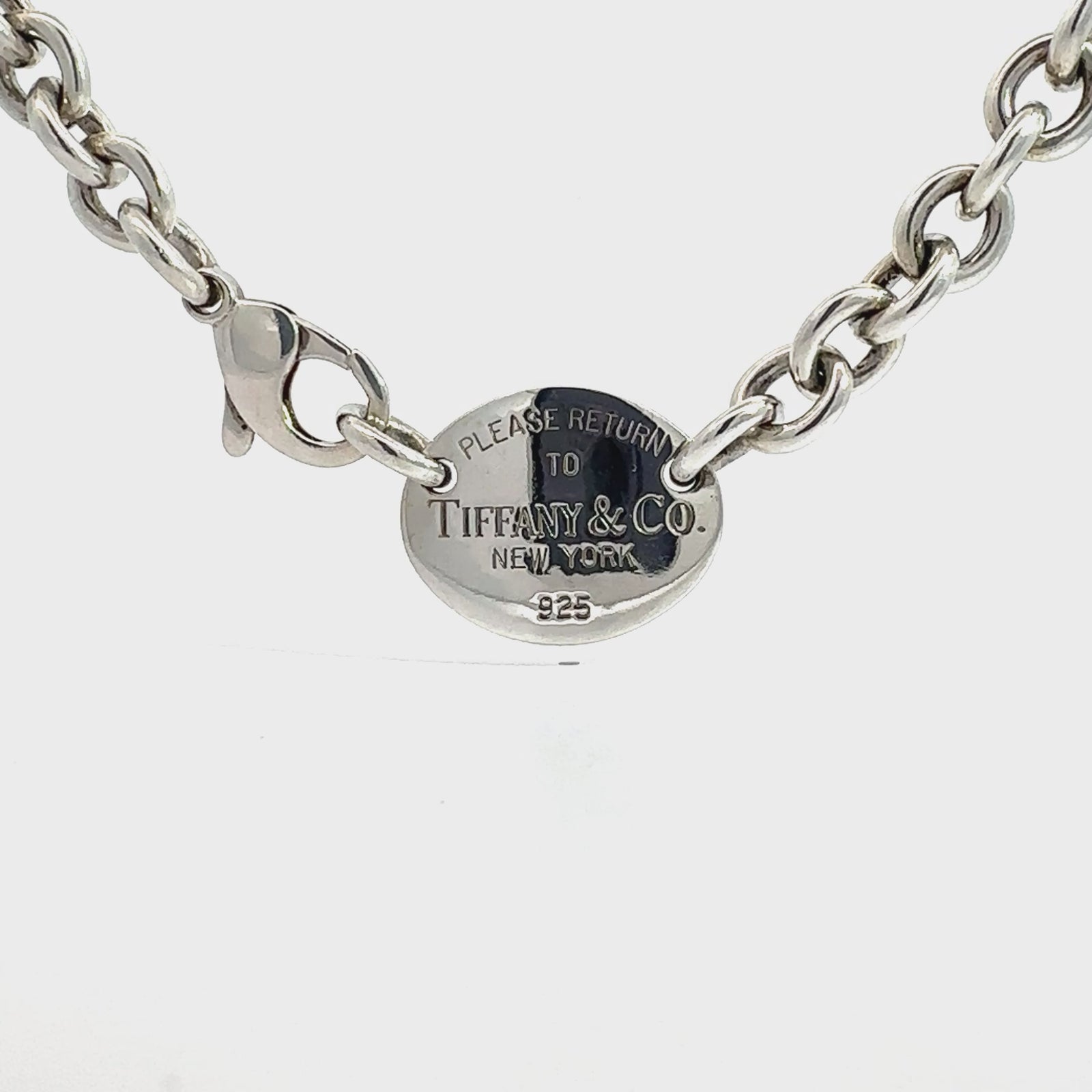 Estate Tiffany & Co. Please Return To Oval Tag Necklace 16"