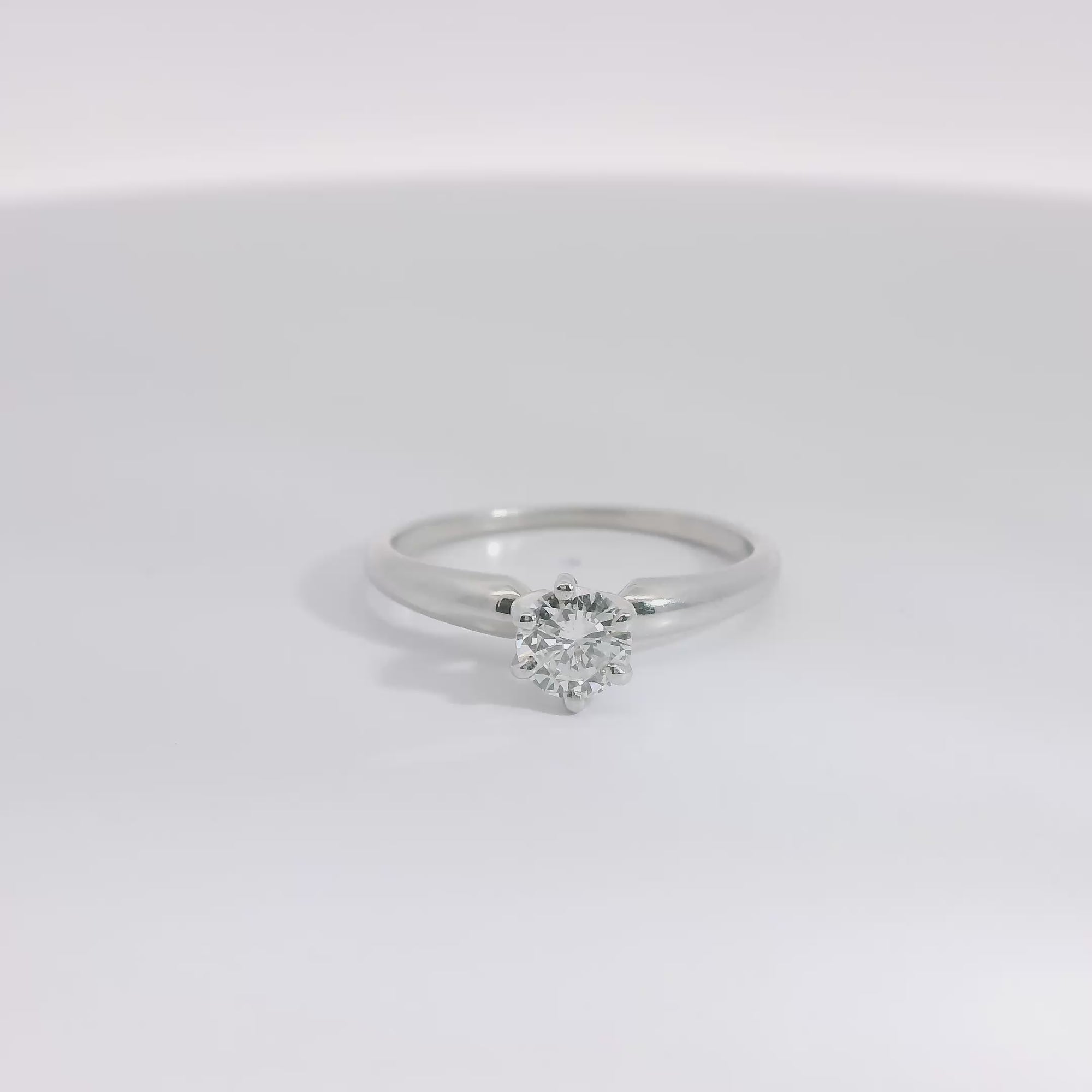 Estate 14k White Gold Solitaire Diamond Ring-0.37CTW