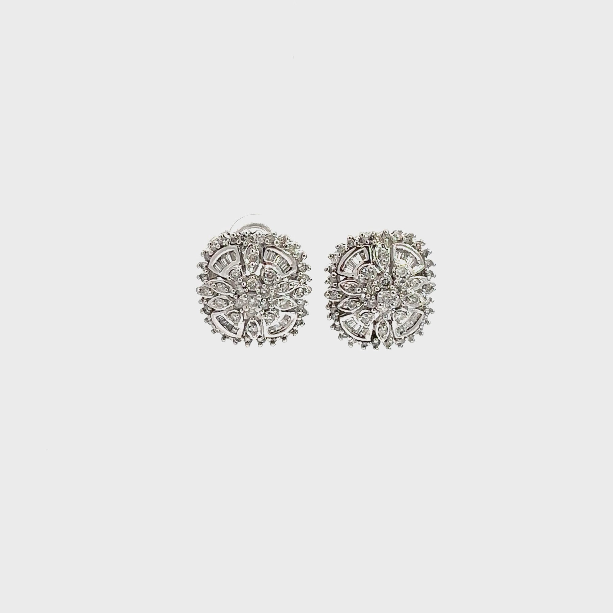Vintage 14k White Gold and 1.25ctw Diamond Huggie Earrings