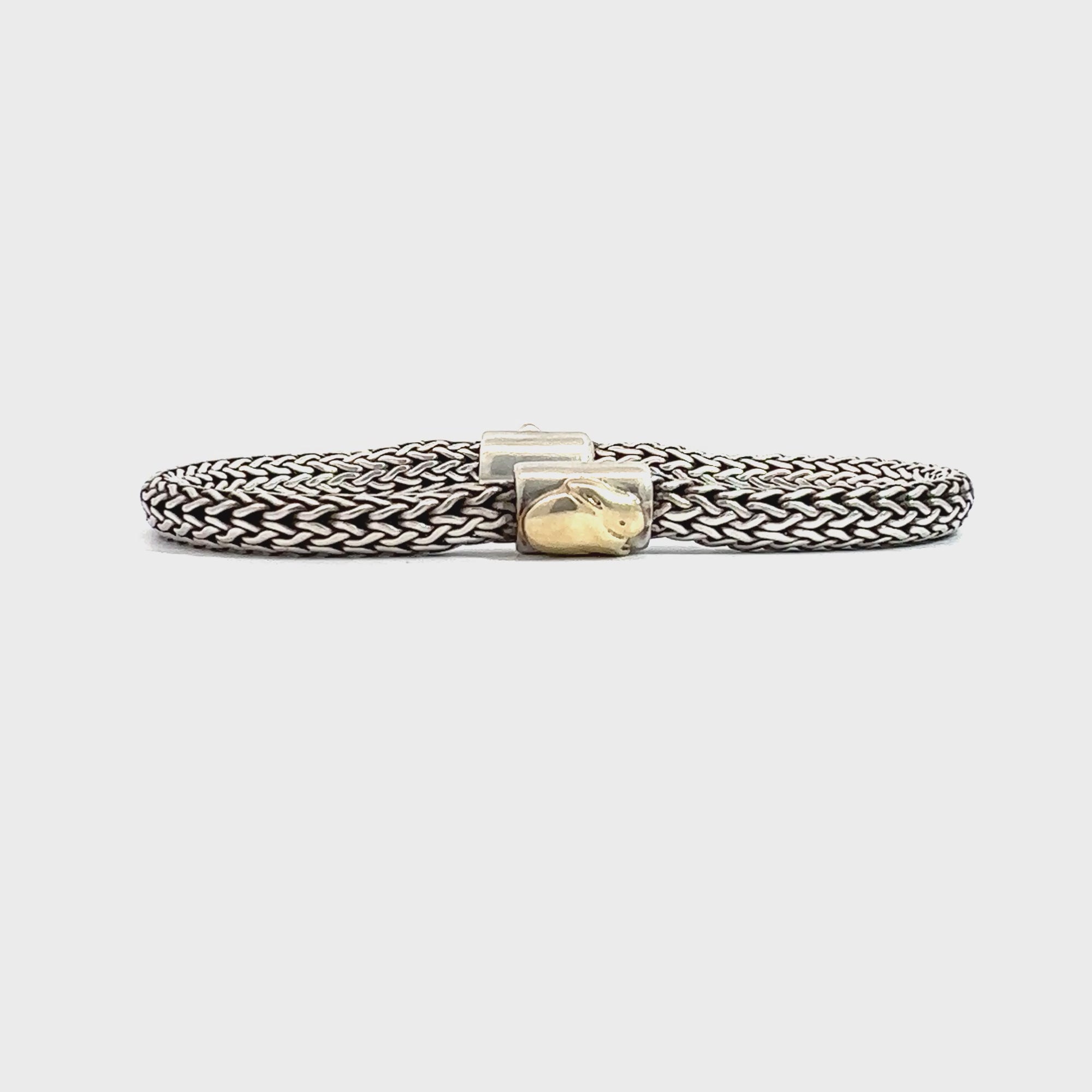 Estate John Hardy Sterling Silver & 18k Yellow Gold Bunny Icon Bracelet-Extra Small