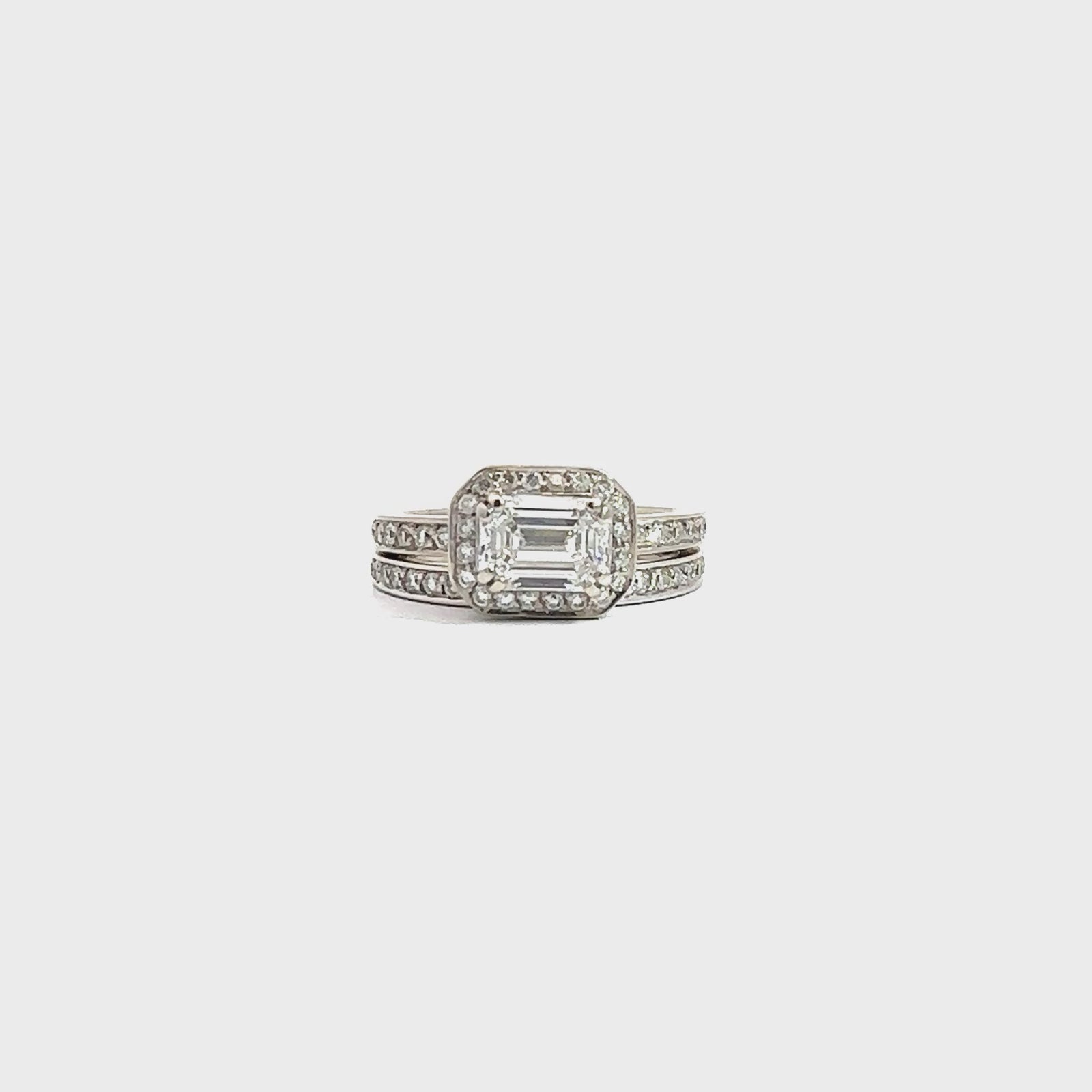 Estate 14k White Gold and 2.37ctw Diamond Engagement Ring Set