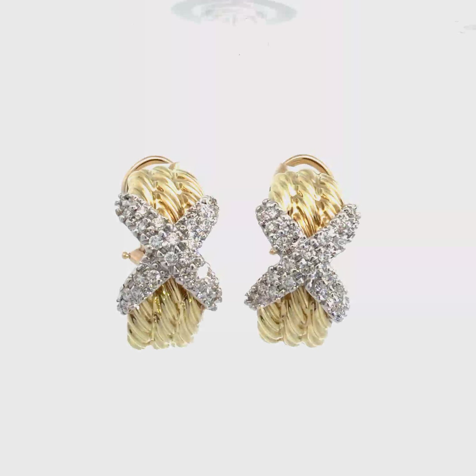 David Yurman 14k Yellow Gold Diamond Crossover Earrings
