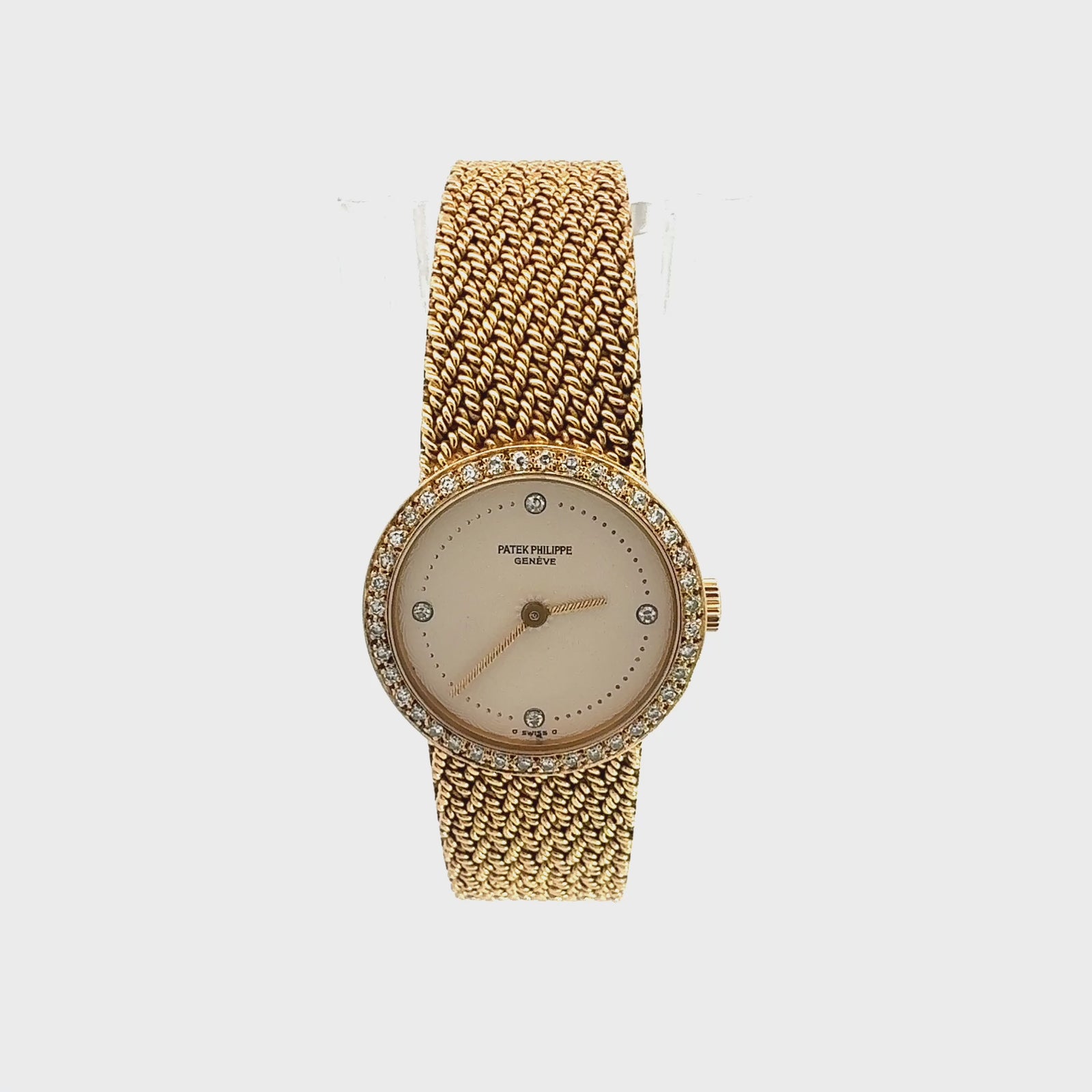 Patek Philippe 18k Yellow Gold and Diamond Bracelet Watch Circa 1985
