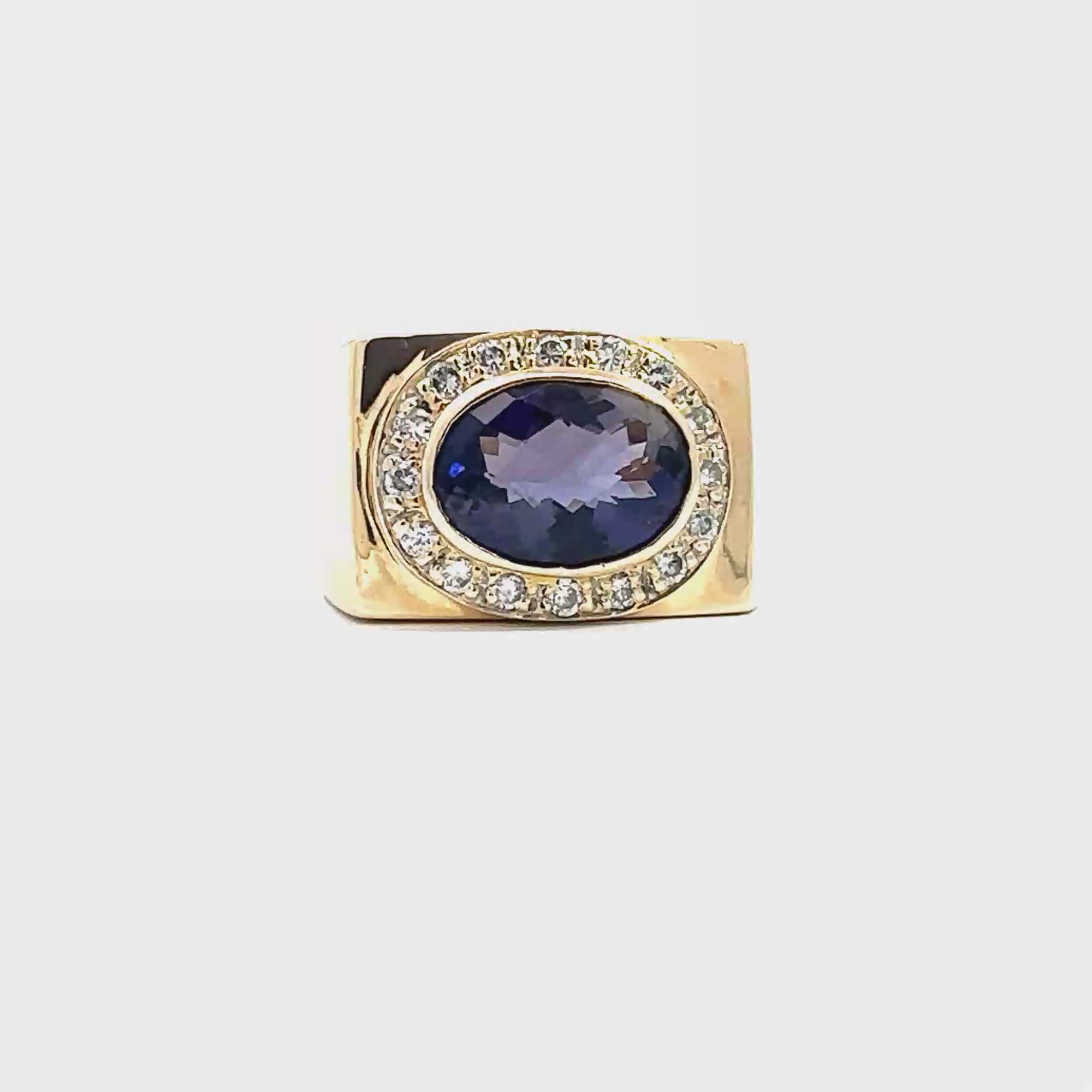 Vintage 14k Yellow Gold 4.75ctw Amethyst and 0.52ctw Diamond Ring