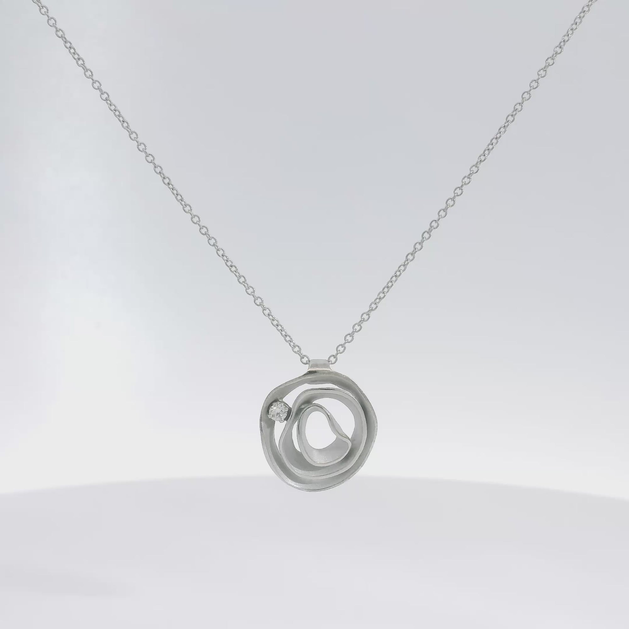 Estate Annamaria Cammilli 18k White Gold Dune Diamond Pendant Necklace 18"