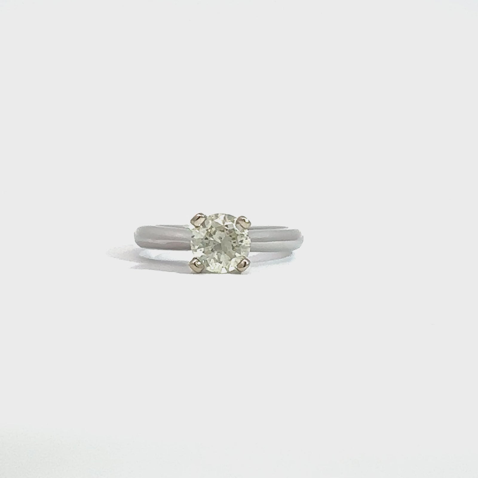 Estate 14k White Gold Round Brilliant Diamond Solitaire Engagement Ring-1.17CTW