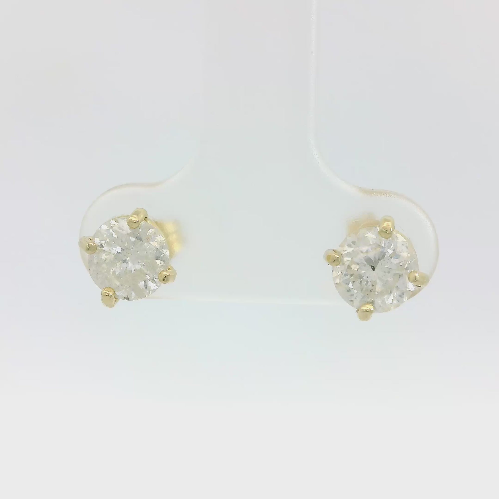 Estate 14k Yellow Gold 1.20cttw Diamond Stud Earrings